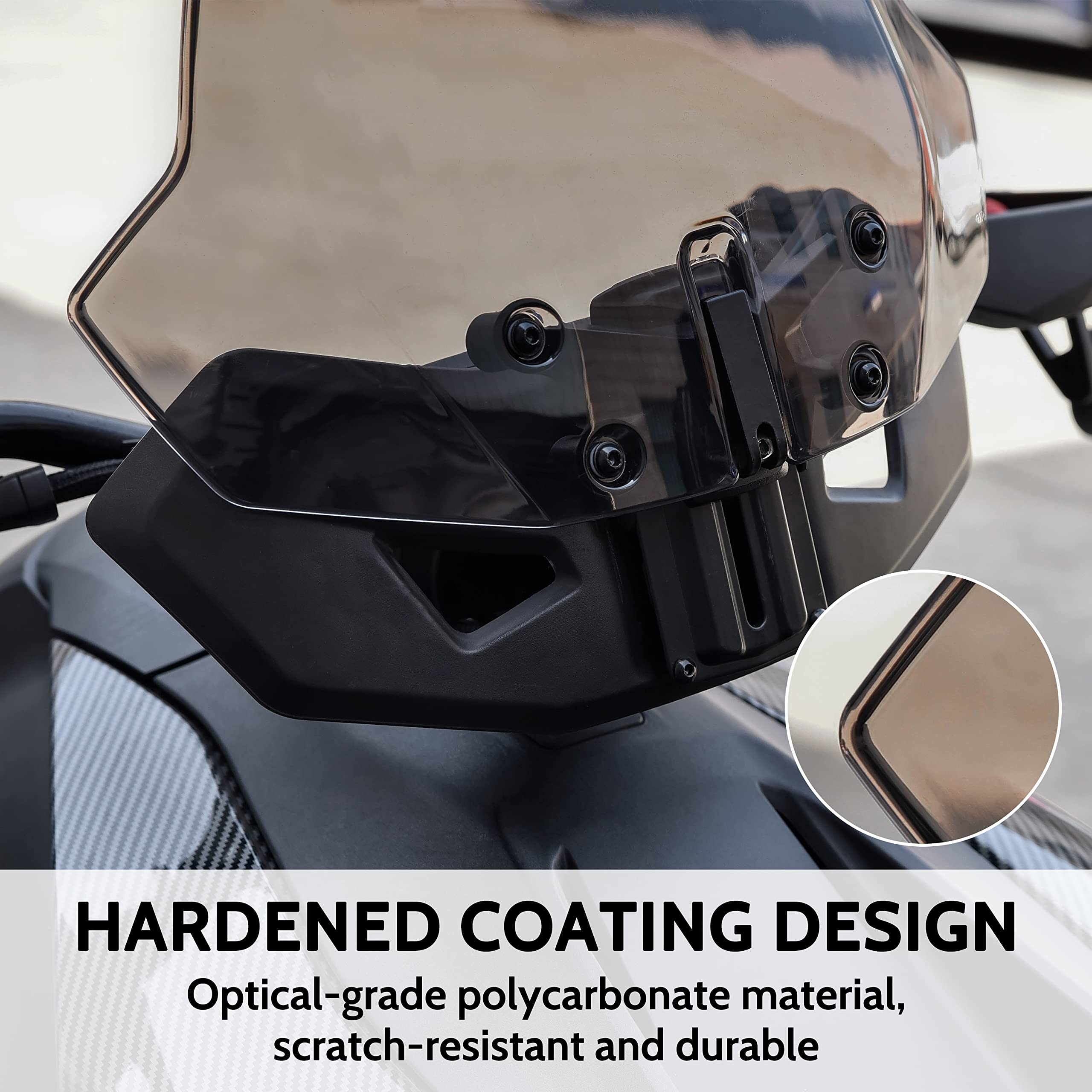 SAUTVS Dark Tinted Front Windshield for Can-Am Ryker, Adjustable Front Tinted Dustproof Durable Clear Hard Coated Wind shield fo