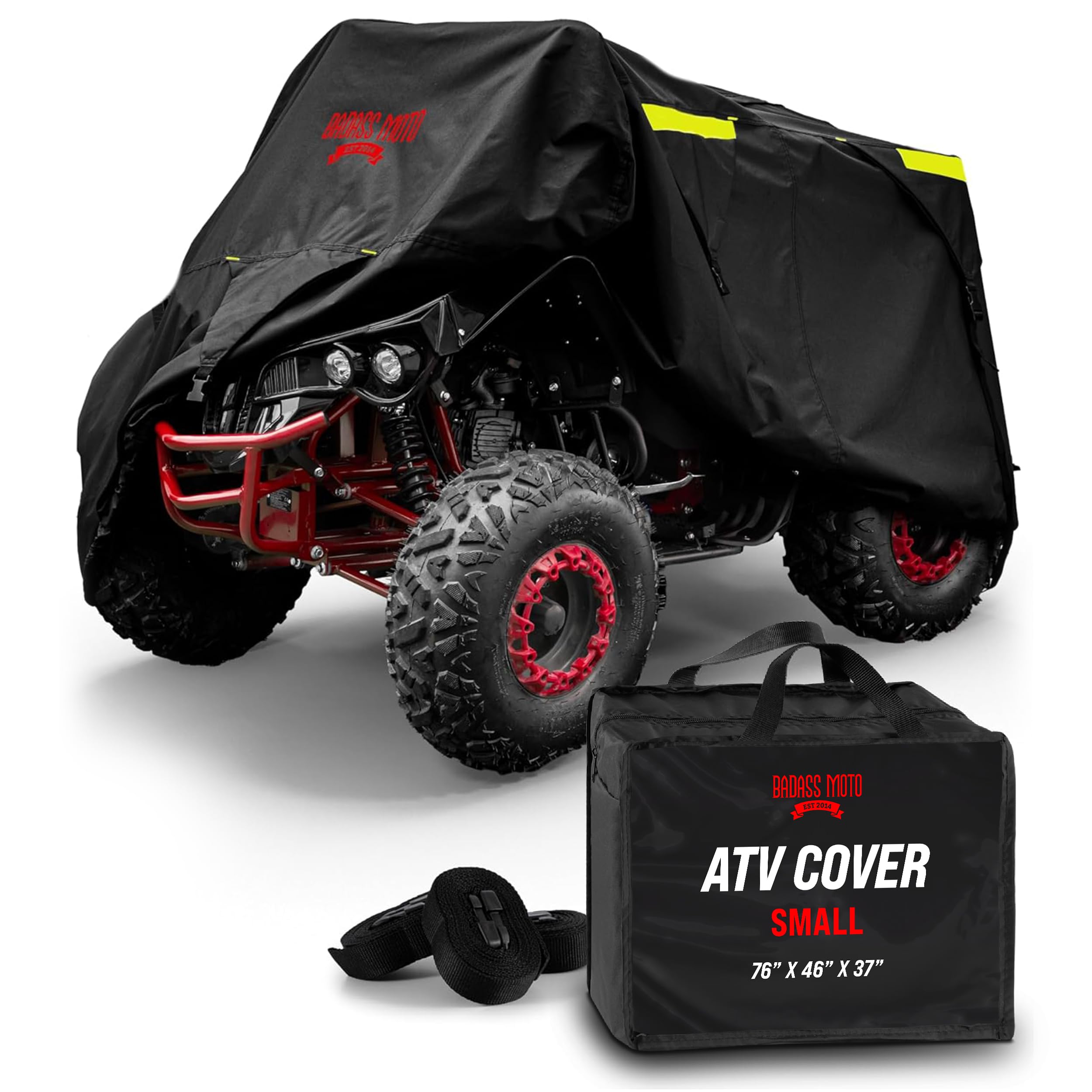 Badass Moto ATV Covers Waterproof Outdoor Heavy Duty, Rip-Resistant, Night-Reflective Quad Cover, 4 Wheeler Cover, Easy-Access Z