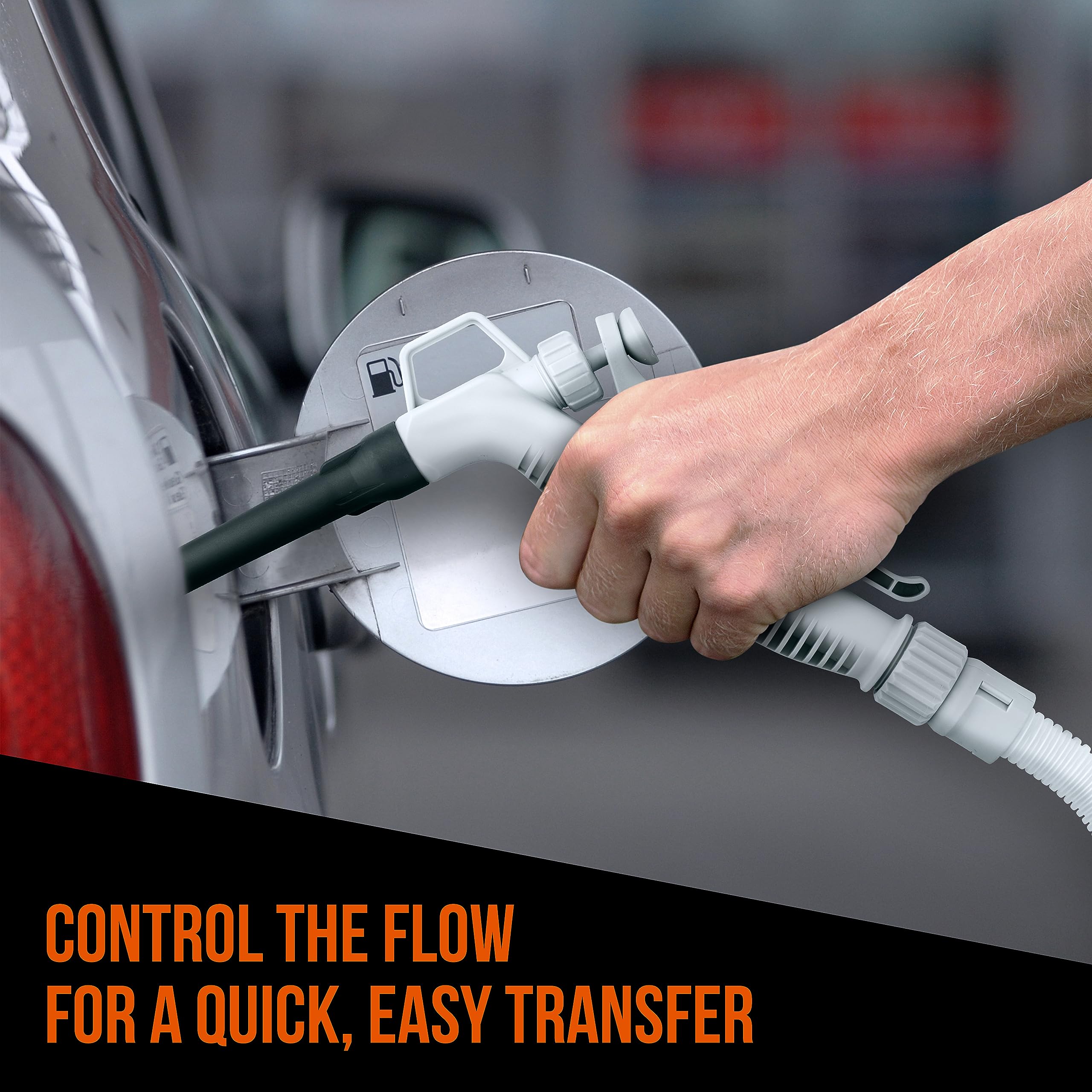 DEWAY Automatic Fuel Transfer Pump with Hand-Trigger Nozzle, Gray, Model WAYPUMP19, Portable Liquid Pump for Gasoline & Diesel