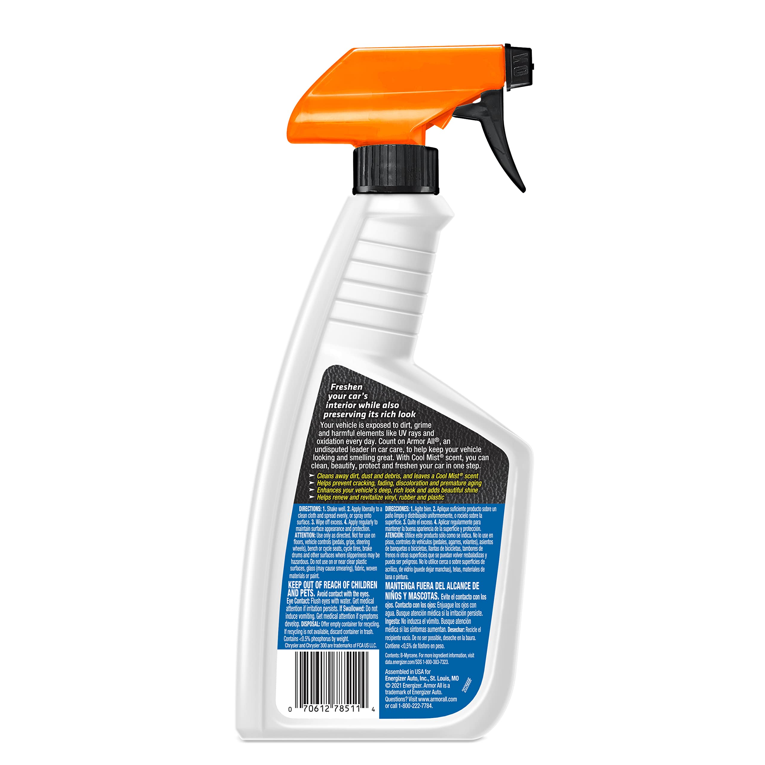 Armor All Car Air Freshener Protectant Spray By Armor All, Car Interior Cleaner With Uv Protection Against Cracking And Fading, Cool Mist, 16 Fl Oz