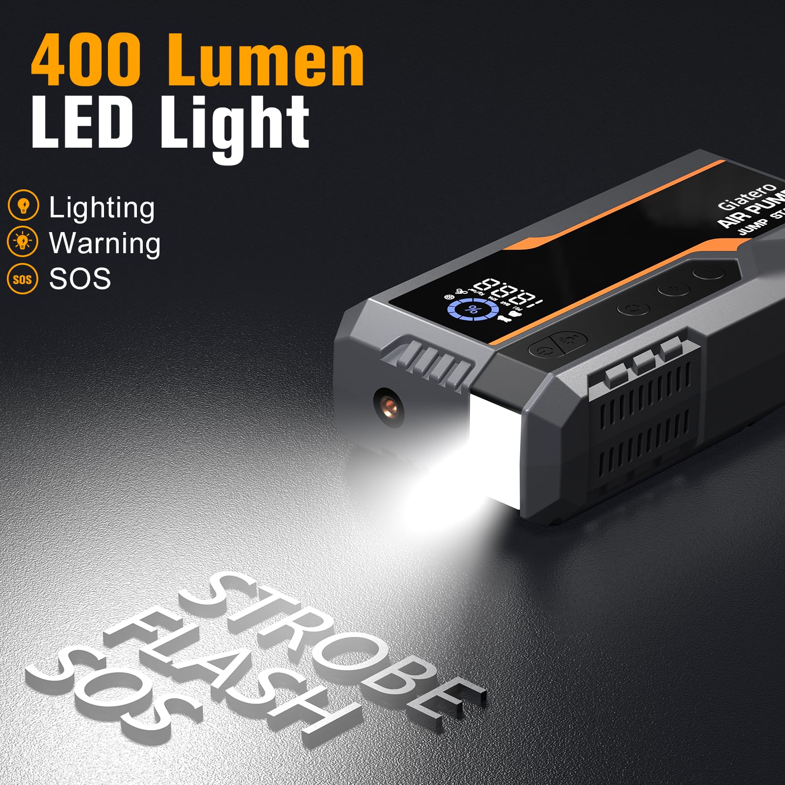 Giatero Jump Starter with Air Compressor, 4000A 150PSI Car Battery Jump Starter Portable (All Gas/10.0L Diesel), 12V Jump Box Ba