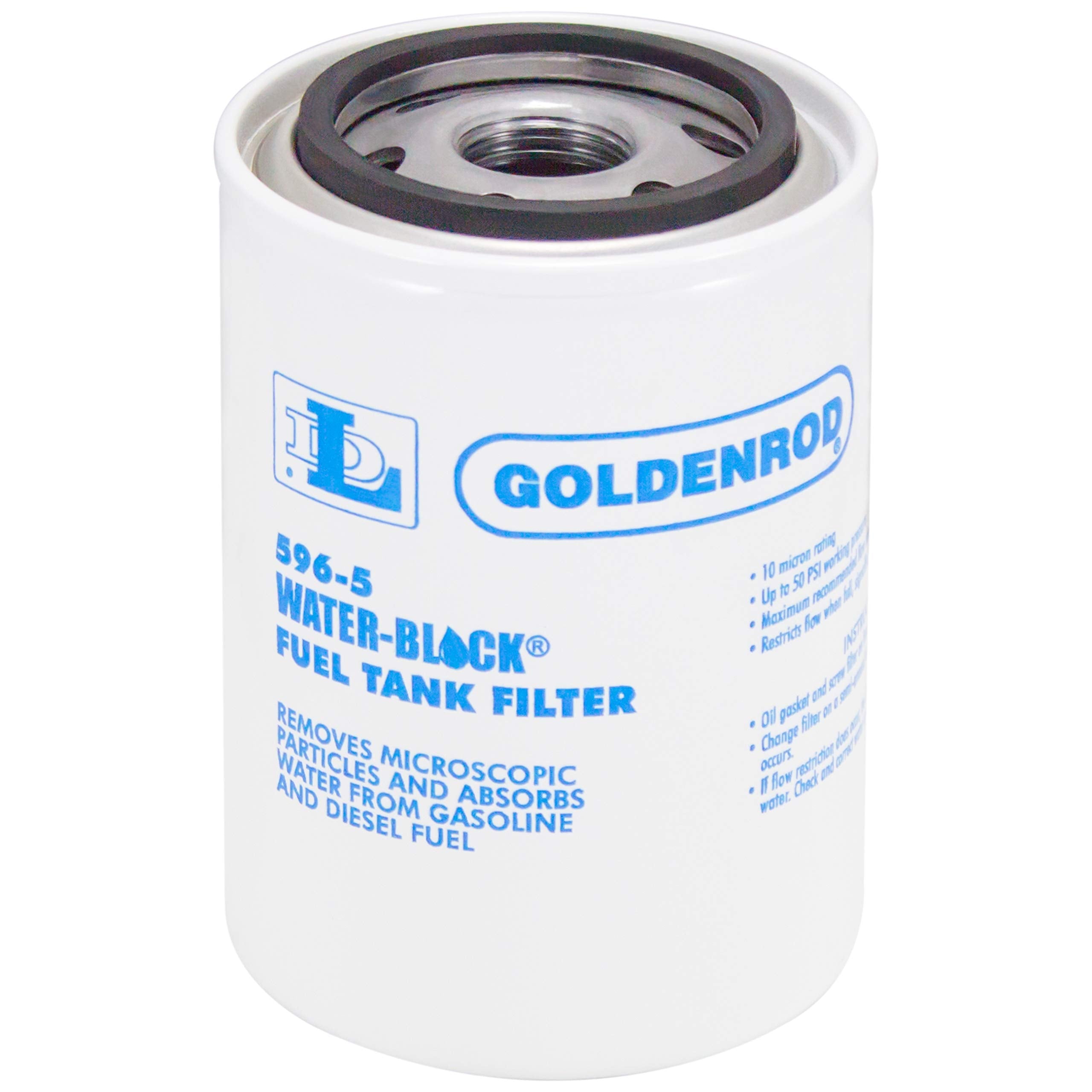 GOLDENROD Water Absorbing Fuel Filter Replacement Canister - Compatible with WATER-BLOCK Models 596-5 - Filters Gasoline, Diesel, Ethanol - Removes 10 Micron Contaminants - Made in USA - 1 Pack