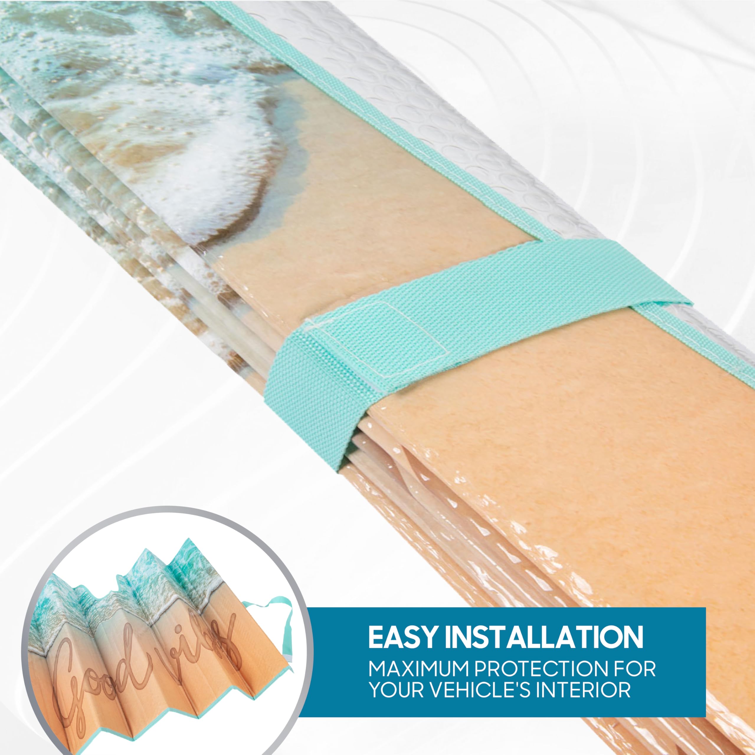 Bdk Usa Good Vibes Beach Sun Visor For Car Windshield Sunshade - Truck Sun Shade Windshield Cover & Accordion Window Cover Car S