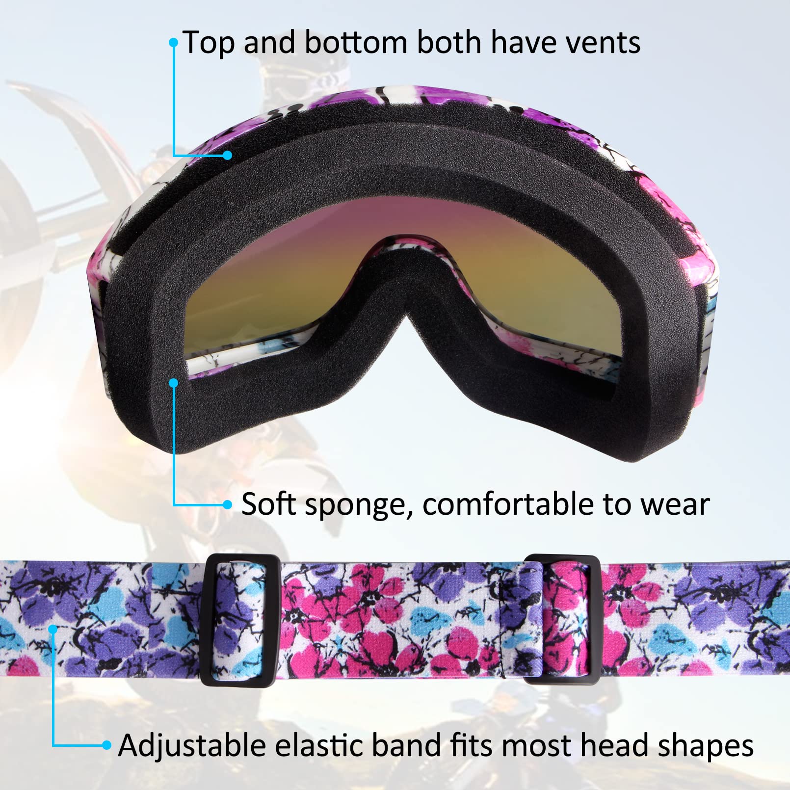 Pink Atv Goggles For Adult Dirt Bike Goggles Youth Motorcycle Goggles Kids Women Motocross Goggles Mx Goggles Utv Goggles Helmet