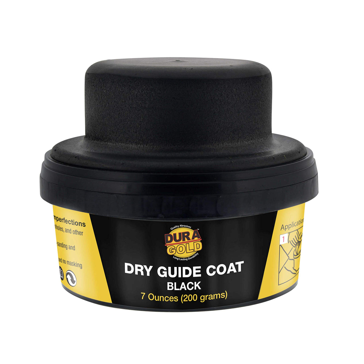 Dura-Gold Premium Black Dry Guide Coat Kit, 7 Ounces (200 Grams) - Powder That Instantly Highlights Auto Bodyshop Repair Surface Imperfections, Identify Body Filler Pinholes, Sanding Scratches Defects