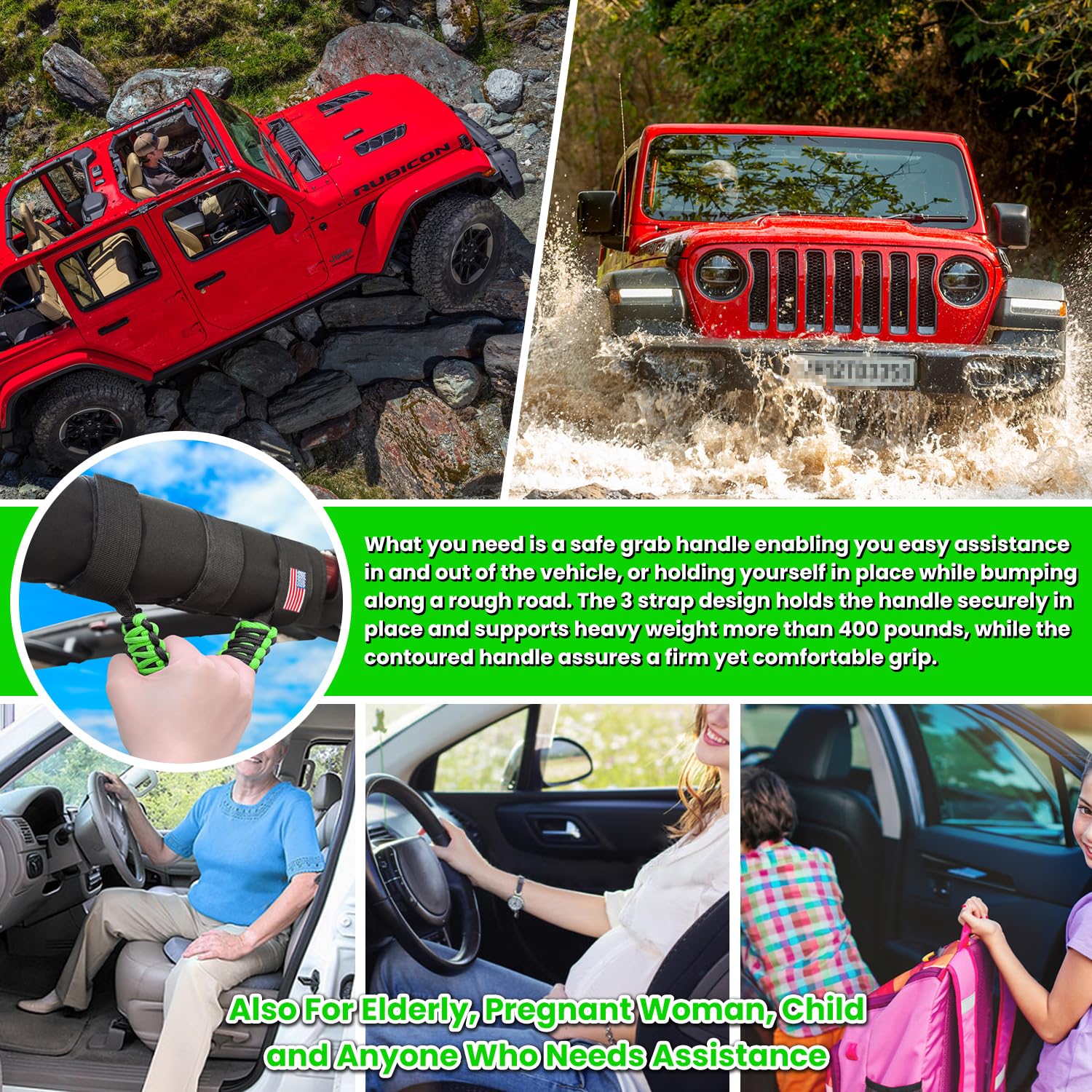 4 X Roll Bar Grab Handles Grip Handle For Jeep Wrangler Jk Jku Jl Jlu Tj Yj Sport Sahara Freedom Rubicon Unlimited Gladiator Jt