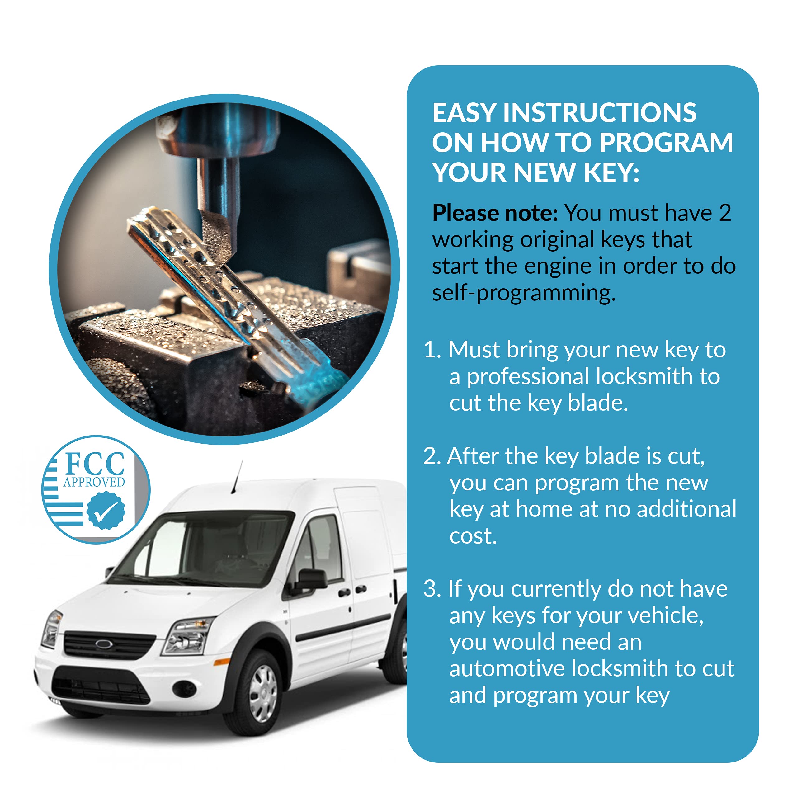 Keyless2Go Replacement For New Uncut Keyless Remote Head Key Fob Ford Transit Connect That Use Kr55Wk47899