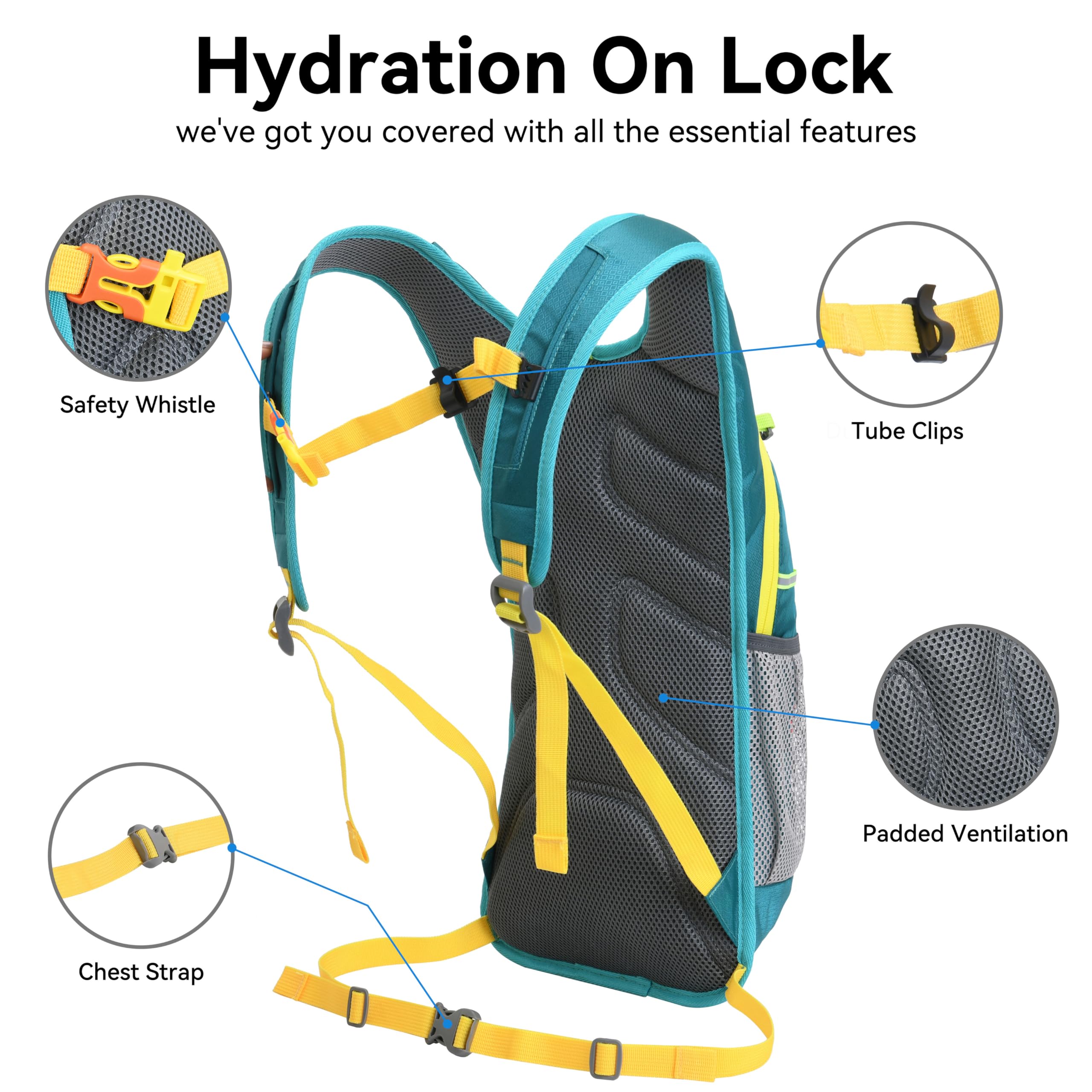 Hydration Pack,Hydration Backpack With 2L Hydration Bladder Lightweight Running Water Backpack For Women Men Kids (Dark Green)