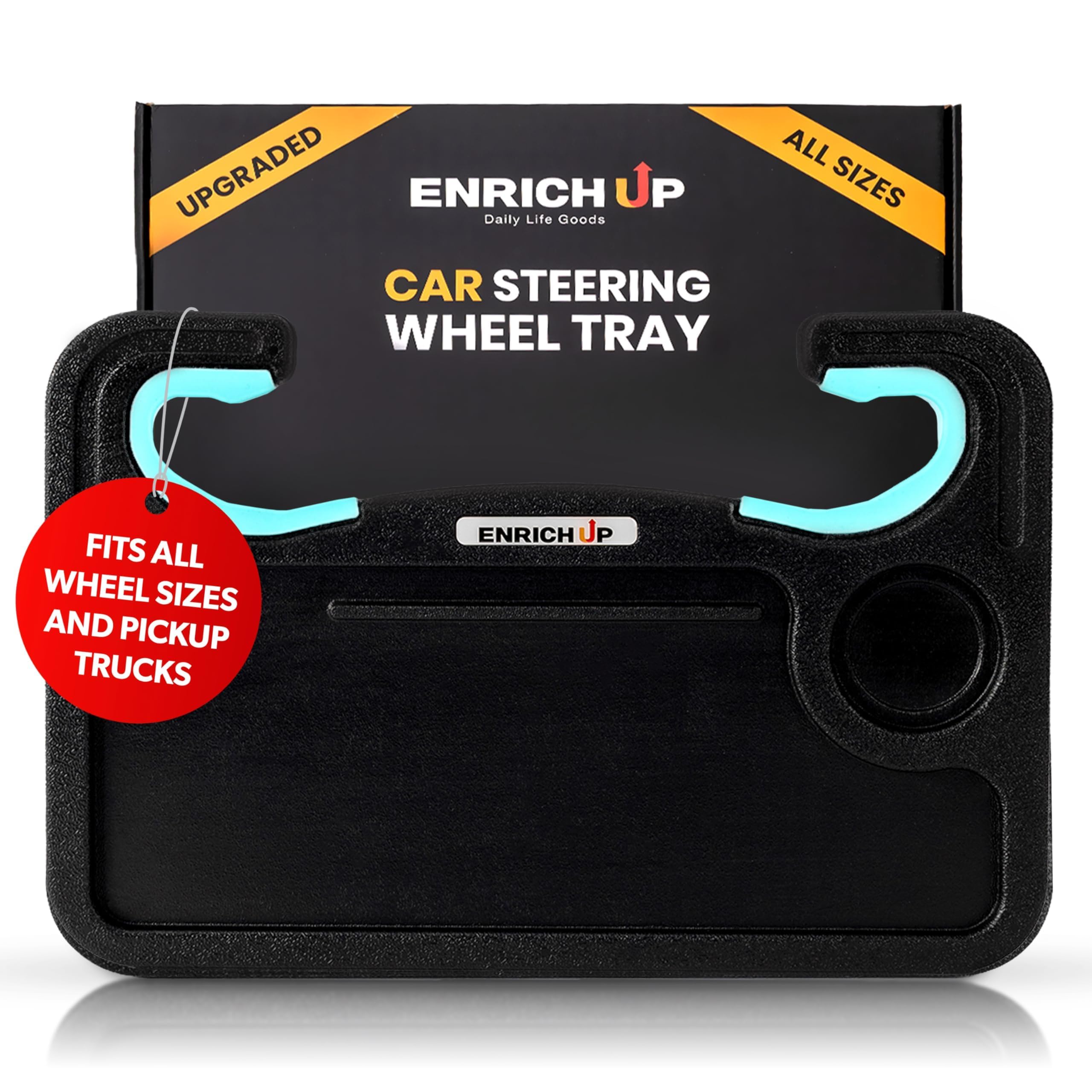 Enrich Up 2-In-1 Car Steering Wheel Tray - Steering Wheel Desk For Laptop, Multipurpose Car Table For Eating & Work, Adjustable