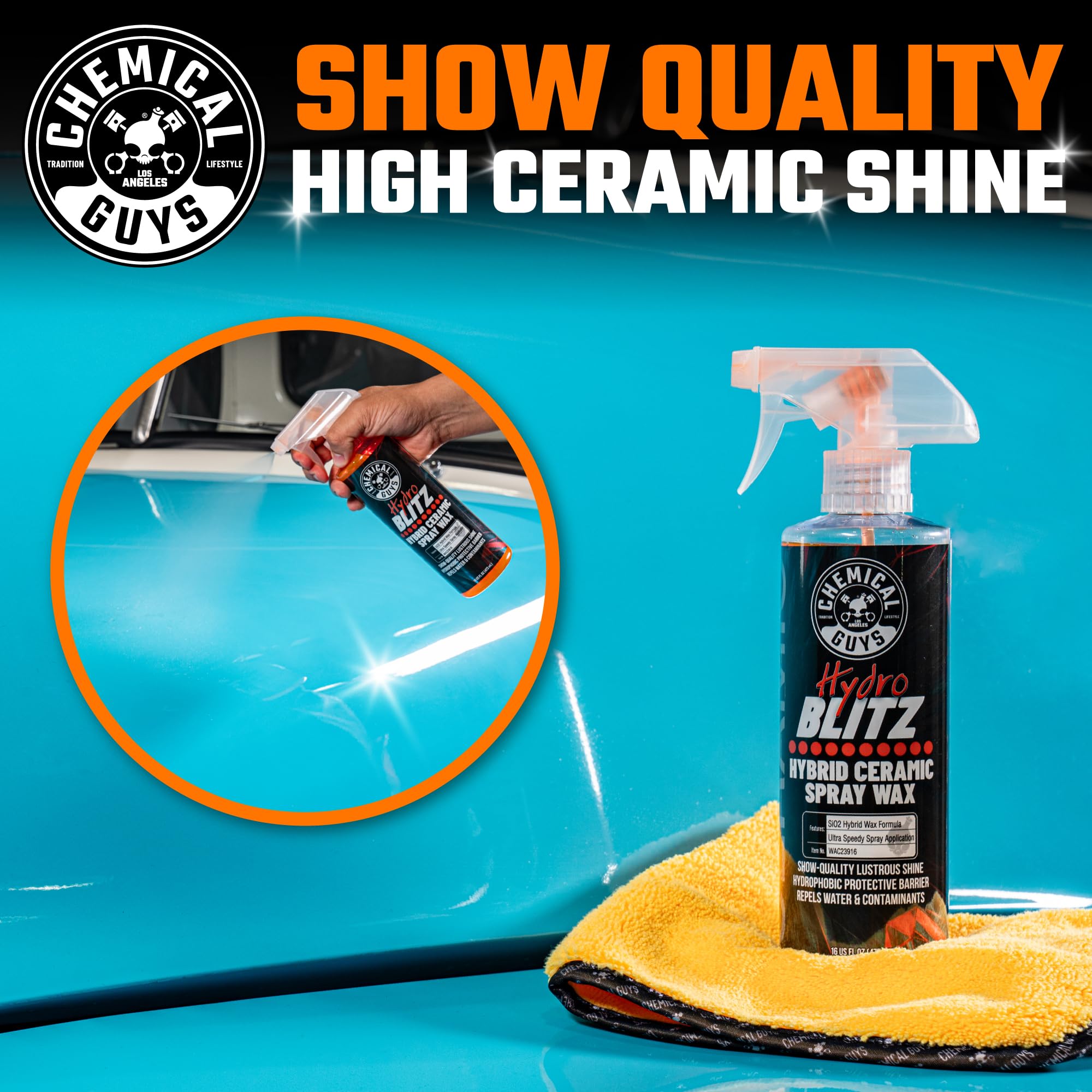 Chemical Guys WAC23916 Hydro Blitz Ceramic Spray Wax, with Carnauba, (Safe for Cars, Trucks, SUVs, RVs, & More) 16 fl oz