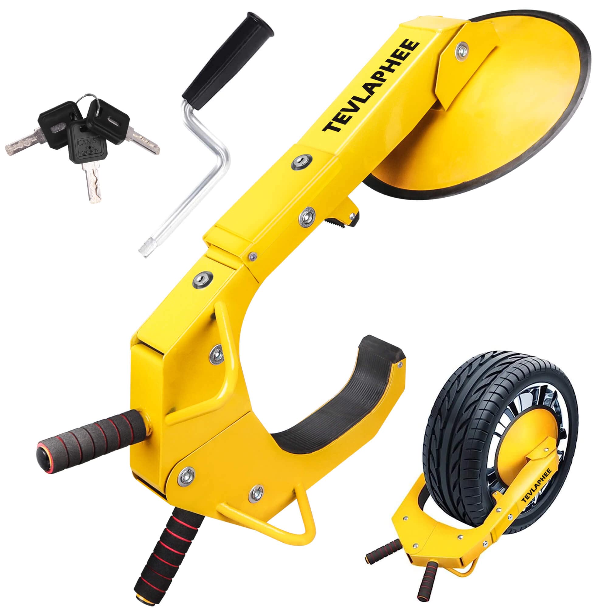 Tevlaphee Wheel Lock - Car Boot Anti-Theft Trailers Wheel Clamp Lock Parking Boot For Cars, Trucks, Suvs, Campers - Upgraded Dual Lock Adjustable Lug Nuts Cover