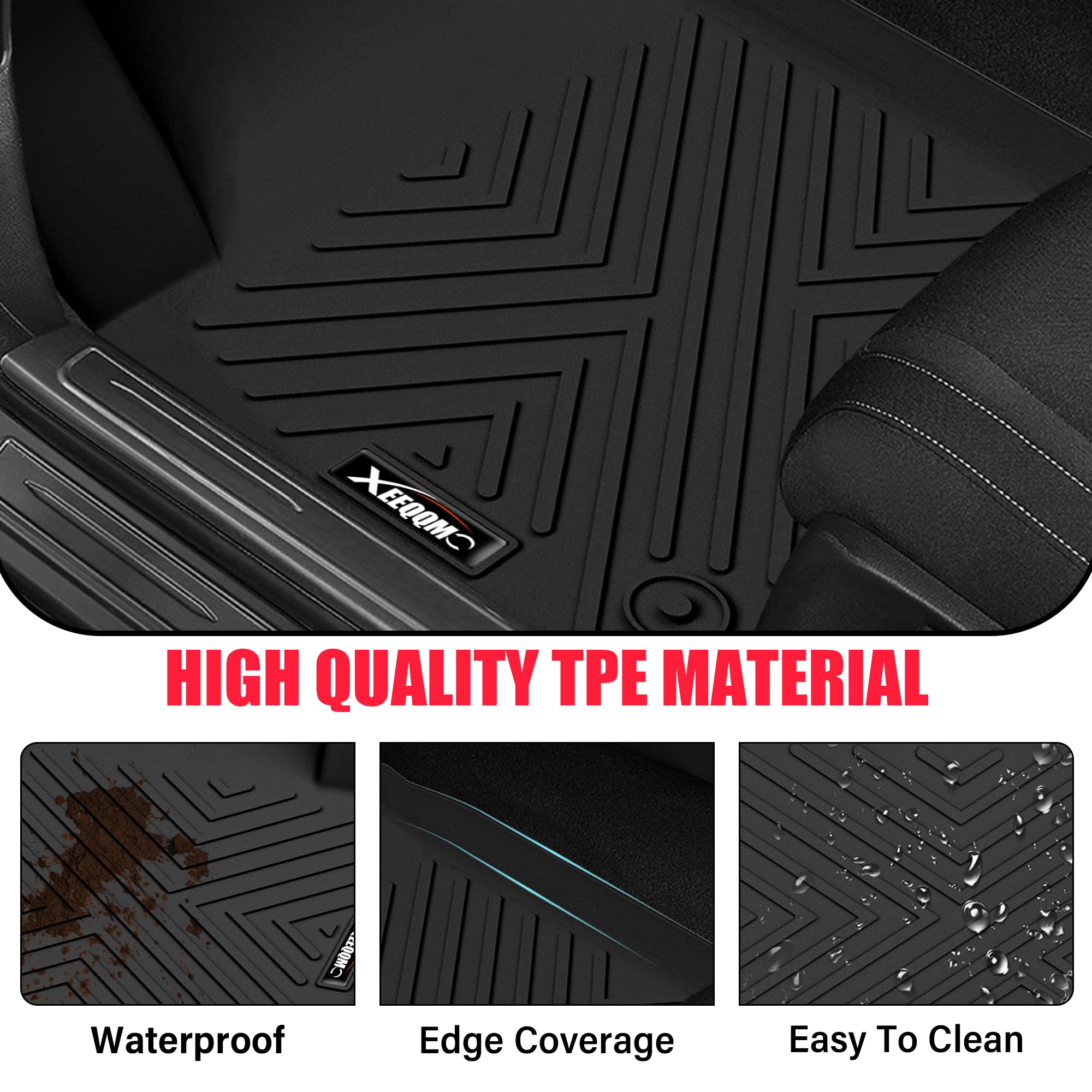 Floor Mats For 2021-2024 Chevrolet/Chevy Tahoe/Gmc Yukon 7 Seater With Trunk Mat All Weather Tpe Rubber Cargo Liner Full Set For