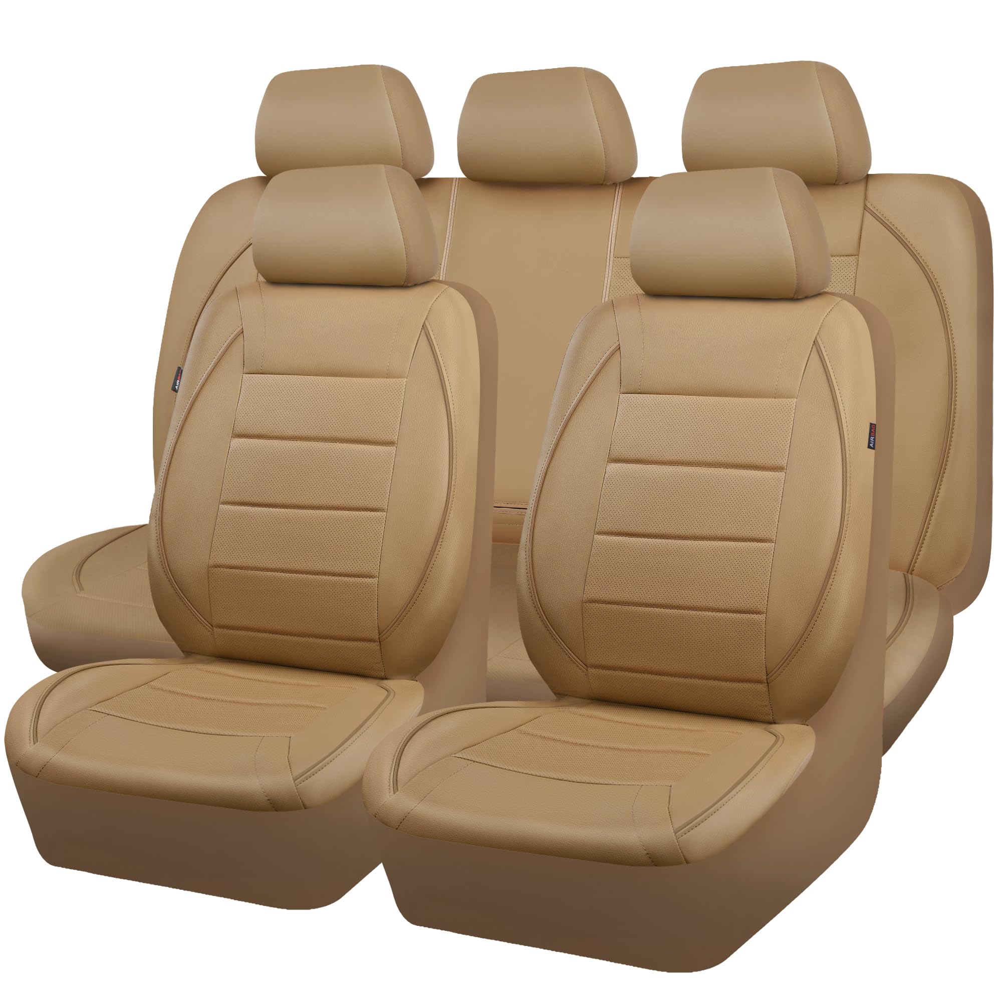 Car Pass Piping Leather Seat Cover,Universal Fit With Composite Sponge Inside,Airbag Compatible And Reserved Opening Holes,Insid