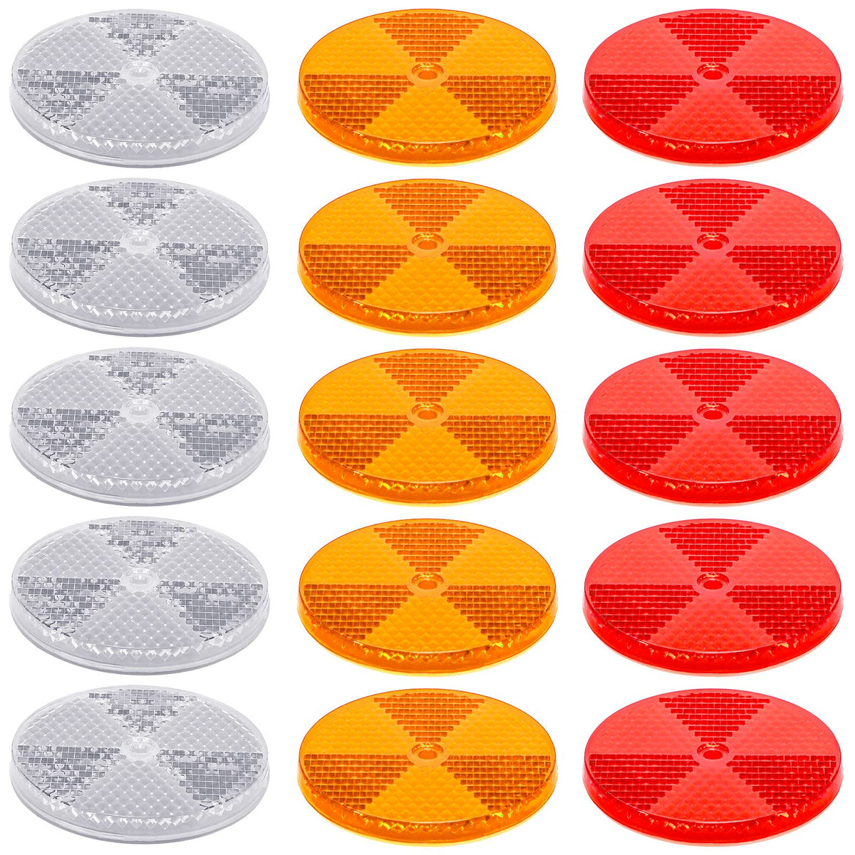 15 Pack 3.165 Inch Round Front Reflector Driveway Trailer Reflectors Reflective Mailbox Reflector Safety Reflectors for Post wit