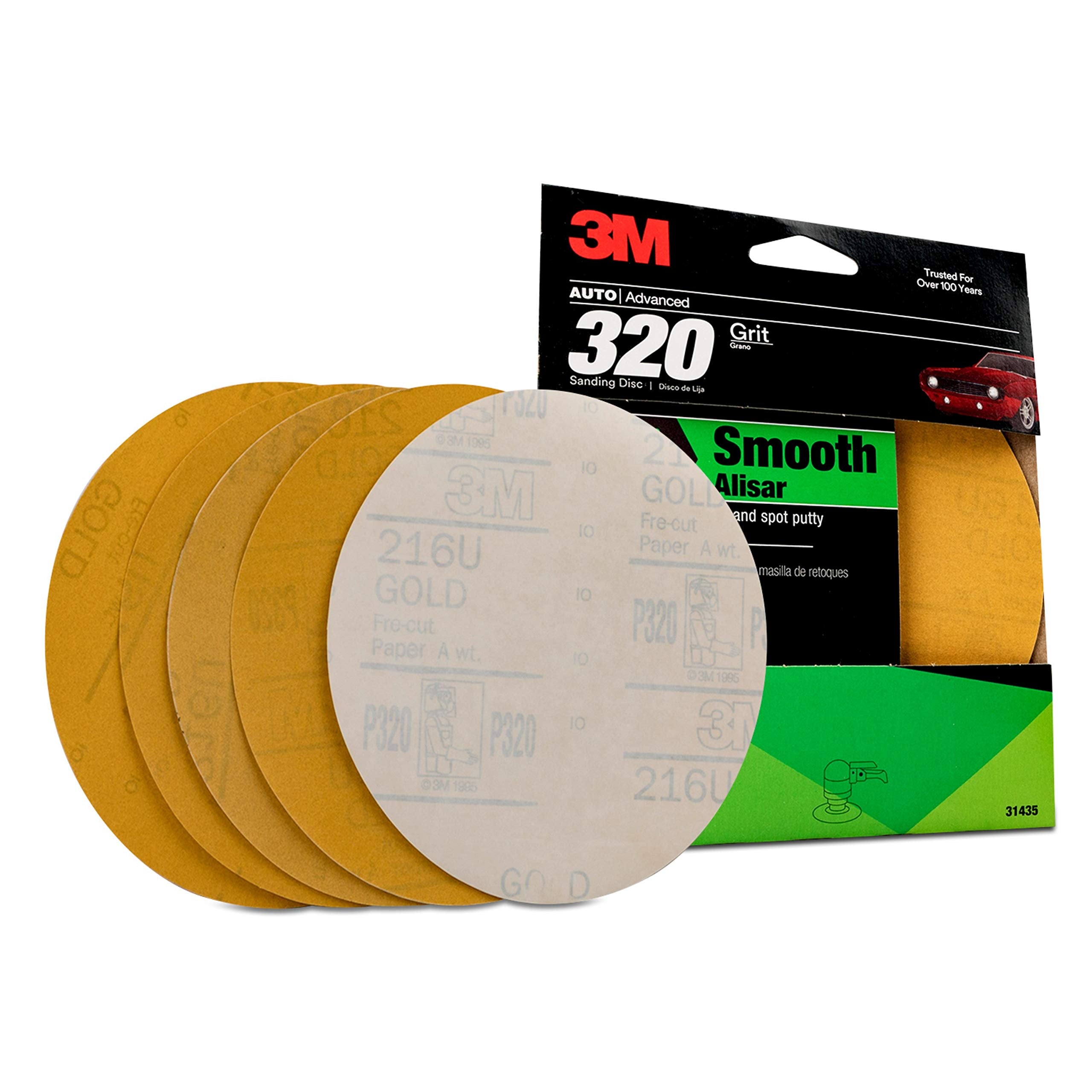 3M Sanding Disc With Stikit Attachment, 6 In, 320 Grit, 5 Disc/Pack