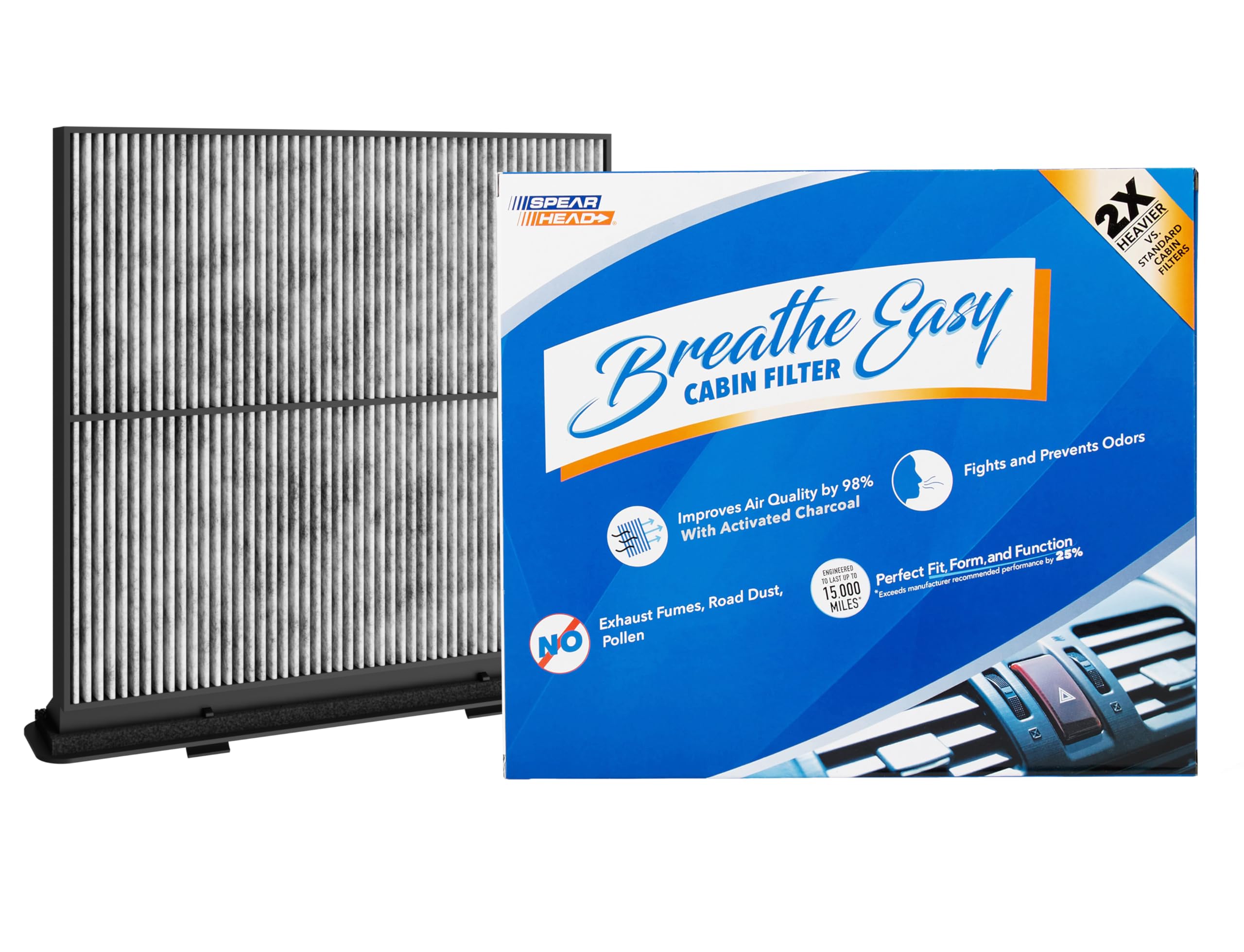 Spearhead Odor Defense Breathe Easy Ac & Heater Cabin Filter | Fits 2019-24 Forester, 2022-24 Wrx Like Oem | Up To 25% Longer La