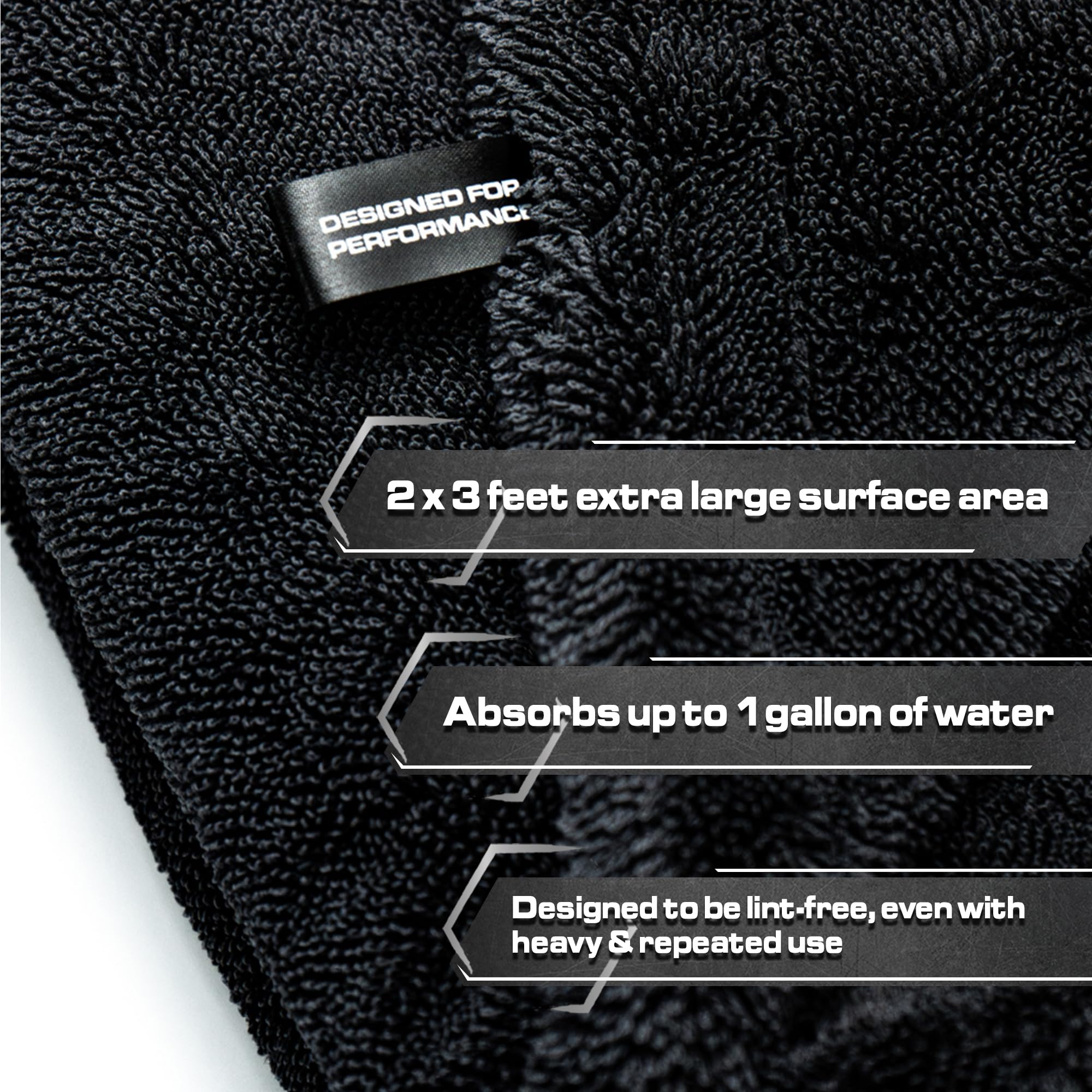 Blackline Car Drying Towel - 2Ft X 3Ft Xl, Popular Pick Among Detailing Pros - 1300 Gsm Microfiber - Absorbs Over 8Lbs Of Water