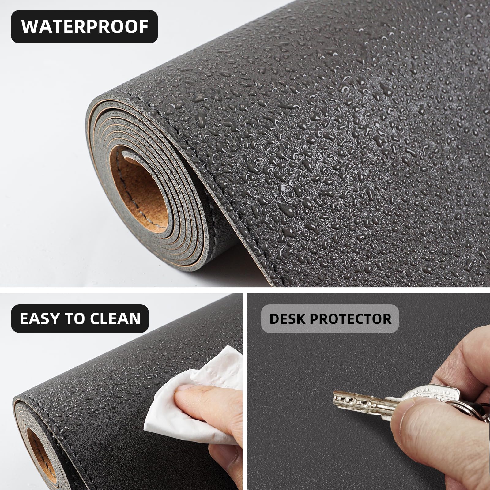 Desk Mat,35.4'' X 17'' Leather Desk Mat,Double-Sided Desk Pad,Desk Matt For Desktop,Large Mouse Pad,Office Desk Mat,Waterproof D
