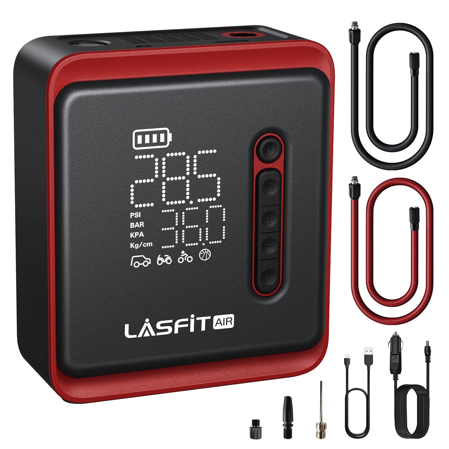 Lasfit Cr1 Car Tire Inflator Portable Air Compressor [3X Fast Inflafe All Suvs Sedans] Air Pump For Car Tires W/Digital Pressure Gauge, Auto Stop, 150Psi Electric 7800Mah Cordless 12V Corded Dual-Use