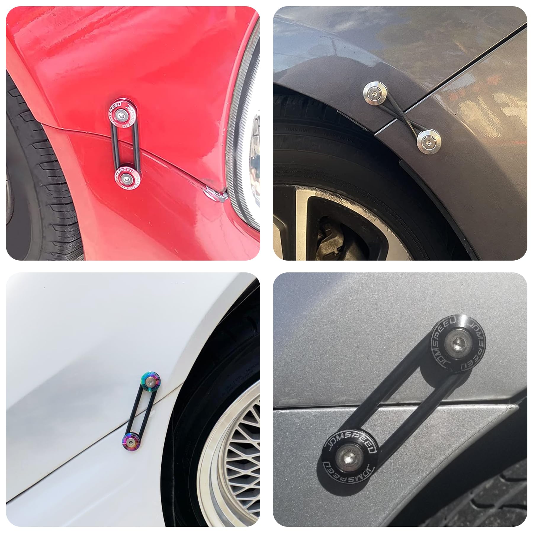 Jdmspeed Red Universal Cnc Billet Bumper Trunk Quick Release Fastener Kit