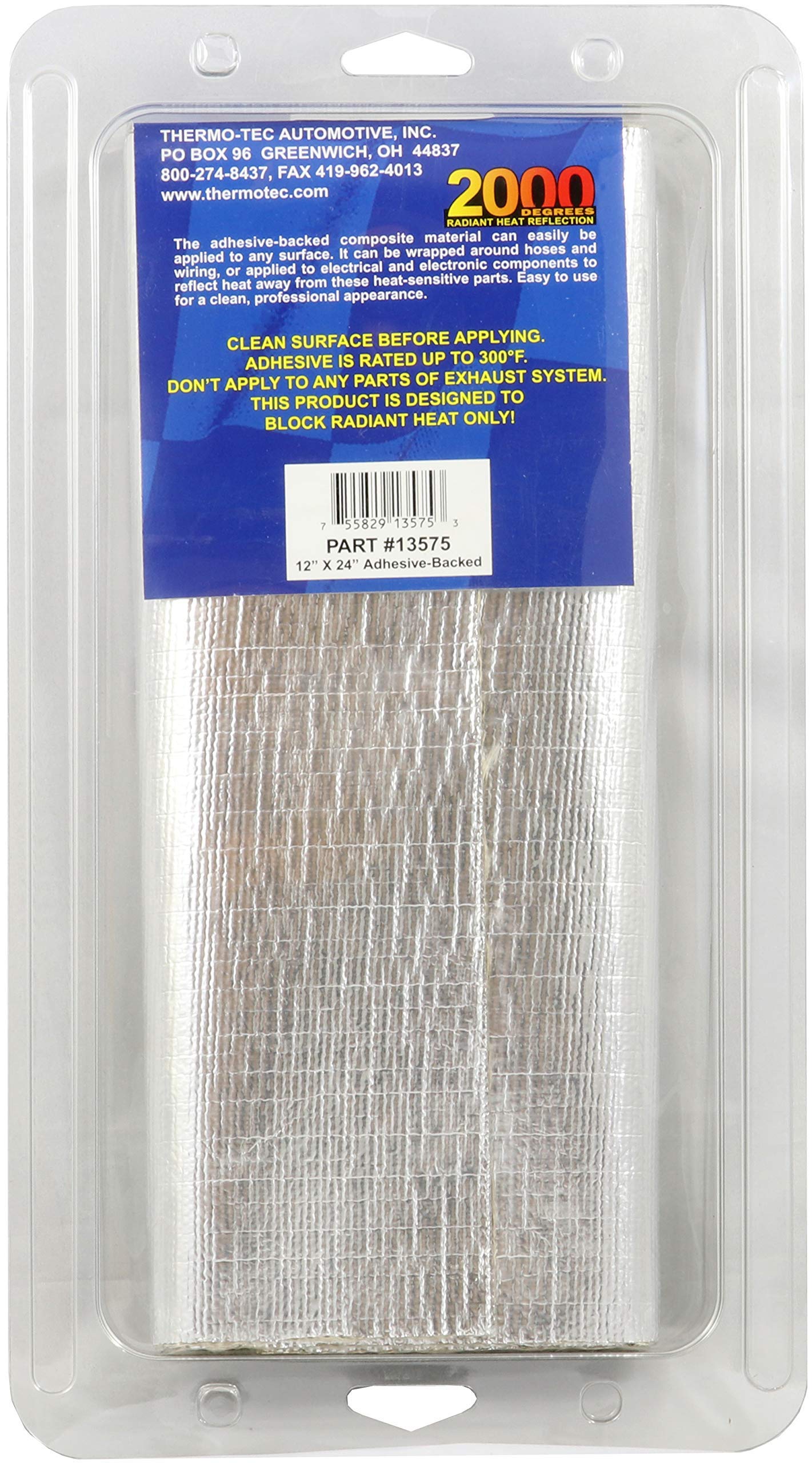 Thermo-Tec 13575 Adhesive Backed Aluminized Heat Barrier, 12 x 24