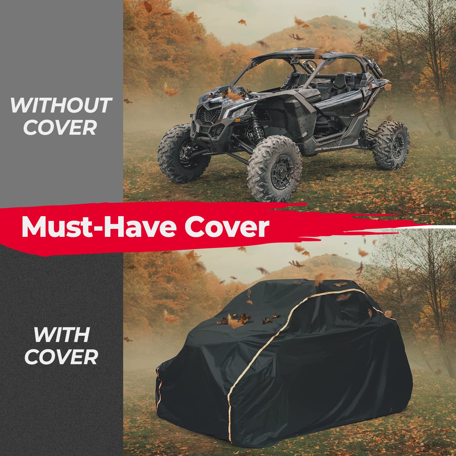 Kemimoto X3 Cover 2 Seater, Waterproof Oxford Cloth Long Lasting Keep Clean Cab Enclosure Utv Cover, 134''  73''  60'' Medium, C