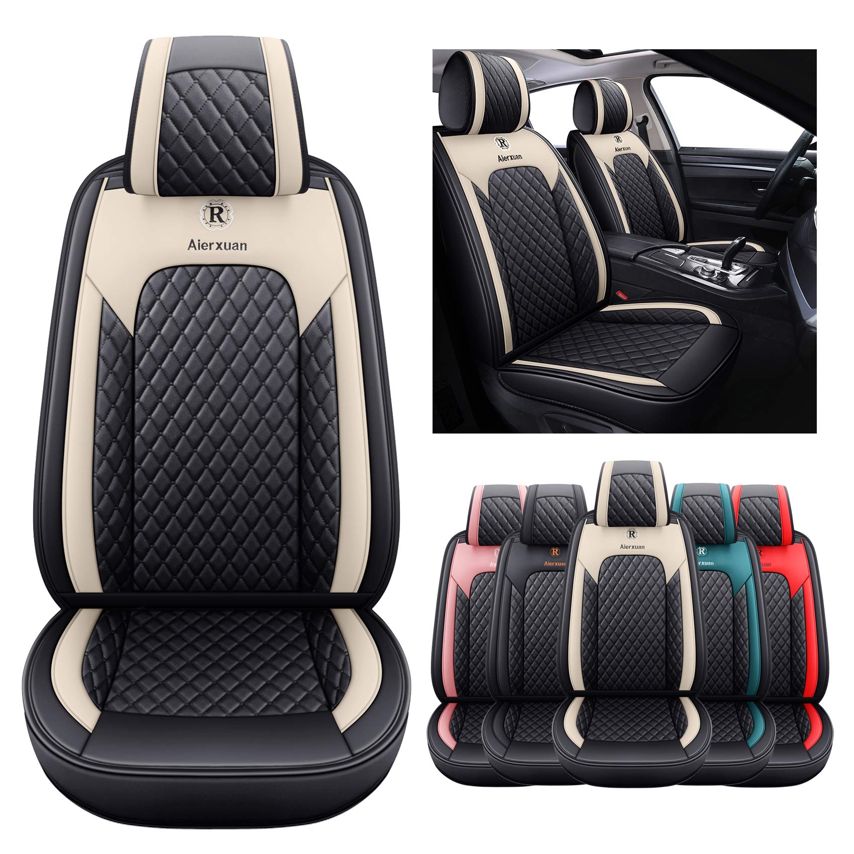 Aierxuan Front Seat Covers For Cars Leather Waterproof Universal Fit For Kia Soul Sorento Optima Sporage Mazda Toyota Chr Prius