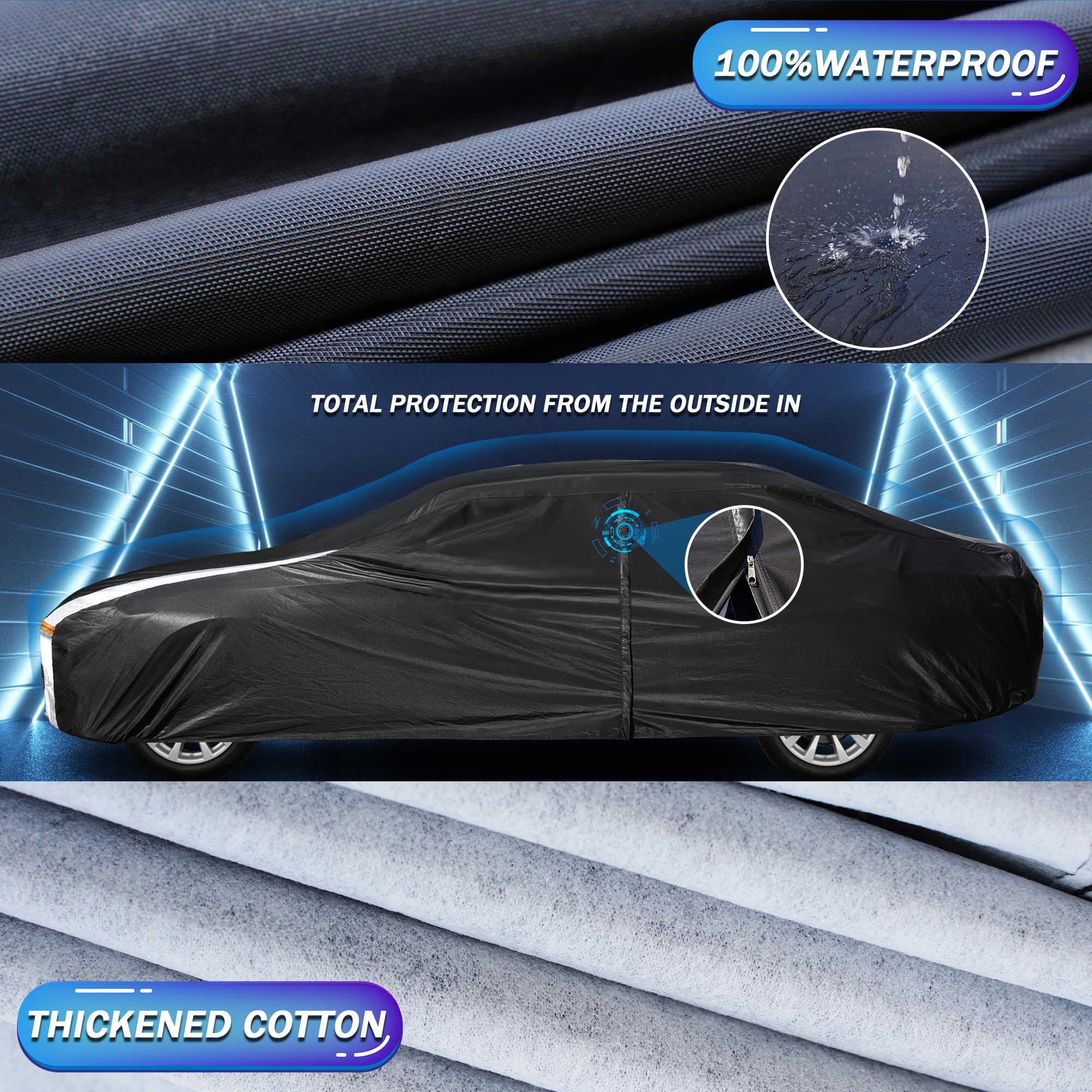 Cotryvox 10-Layer Waterproof Sports Car Cover. See Vehicle Size-Chart for Accurate Fit. All Weather Full Outdoor Covers. Chevy C