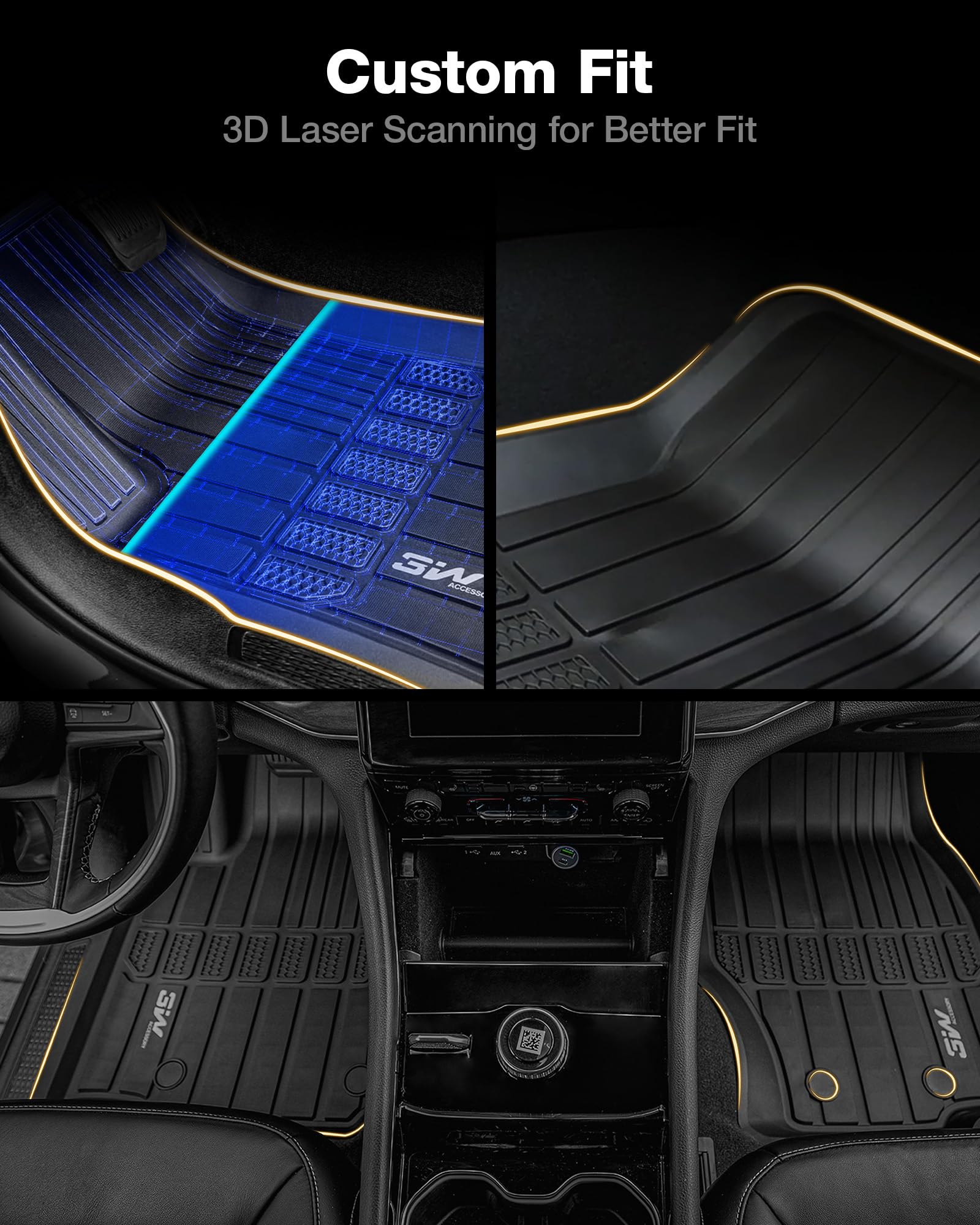 3W Floor Mats Fit For Jeep Cherokee 2015-2024 Tpe Floor Liner 1St And 2Nd Row Full Set Car Mats, Black (Not For Grand Cherokee)