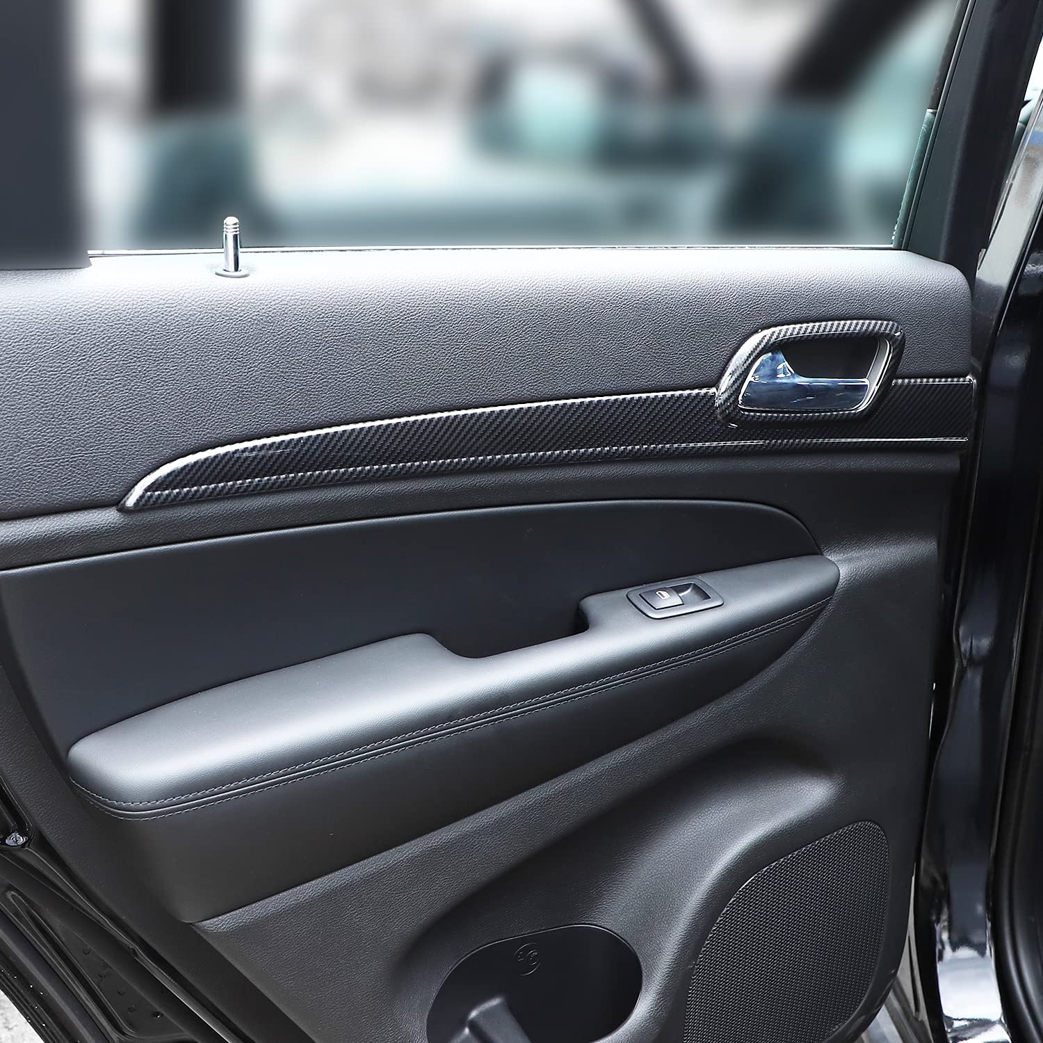 Hoolcar Interior Door Handle Cover Kits Abs Trims For 2011-2020 Jeep Grand Cherokee, Carbon Fiber