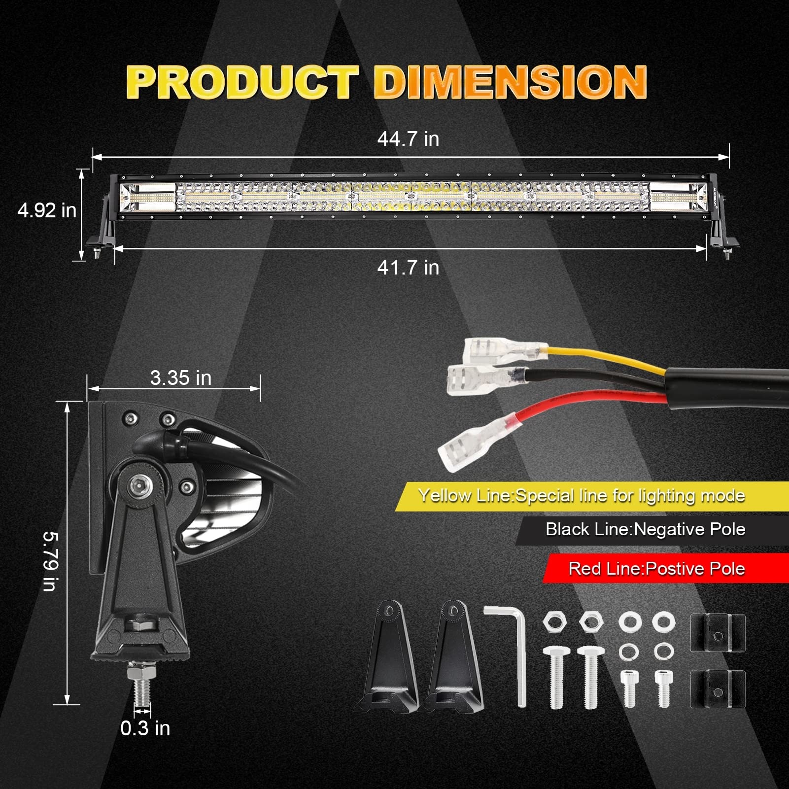 Auxbeam 42 Inch Led Light Bar, 240W Curved Amber White Strobe Lights, 6 Modes Spot Flood Combo Beam Fog Driving Light For Car Je