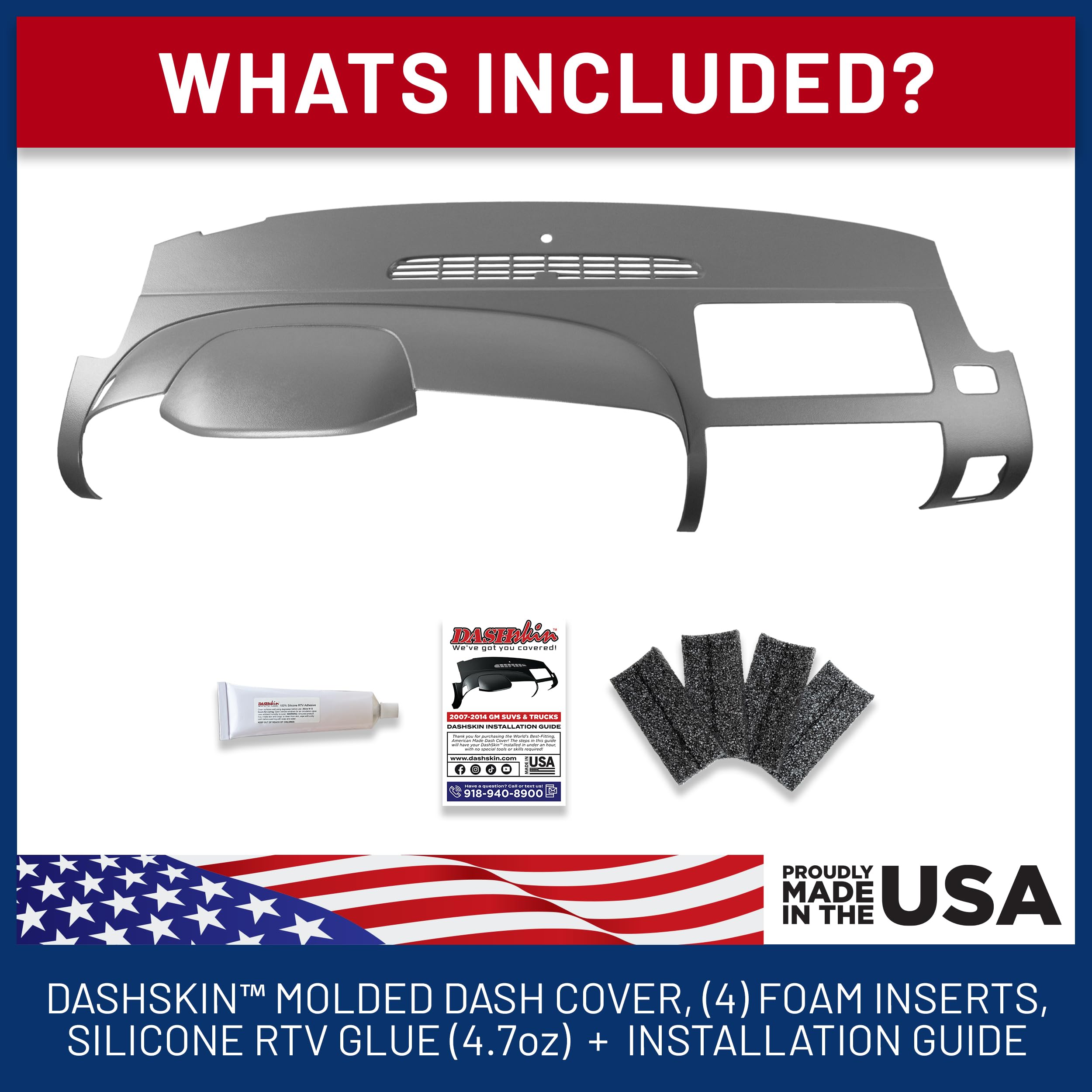 Dashskin One Piece Molded Dash Cover Cap Compatible With 2007-2013 Silverado Sierra W Dual Glovebox Dashboards In Dark Titanium