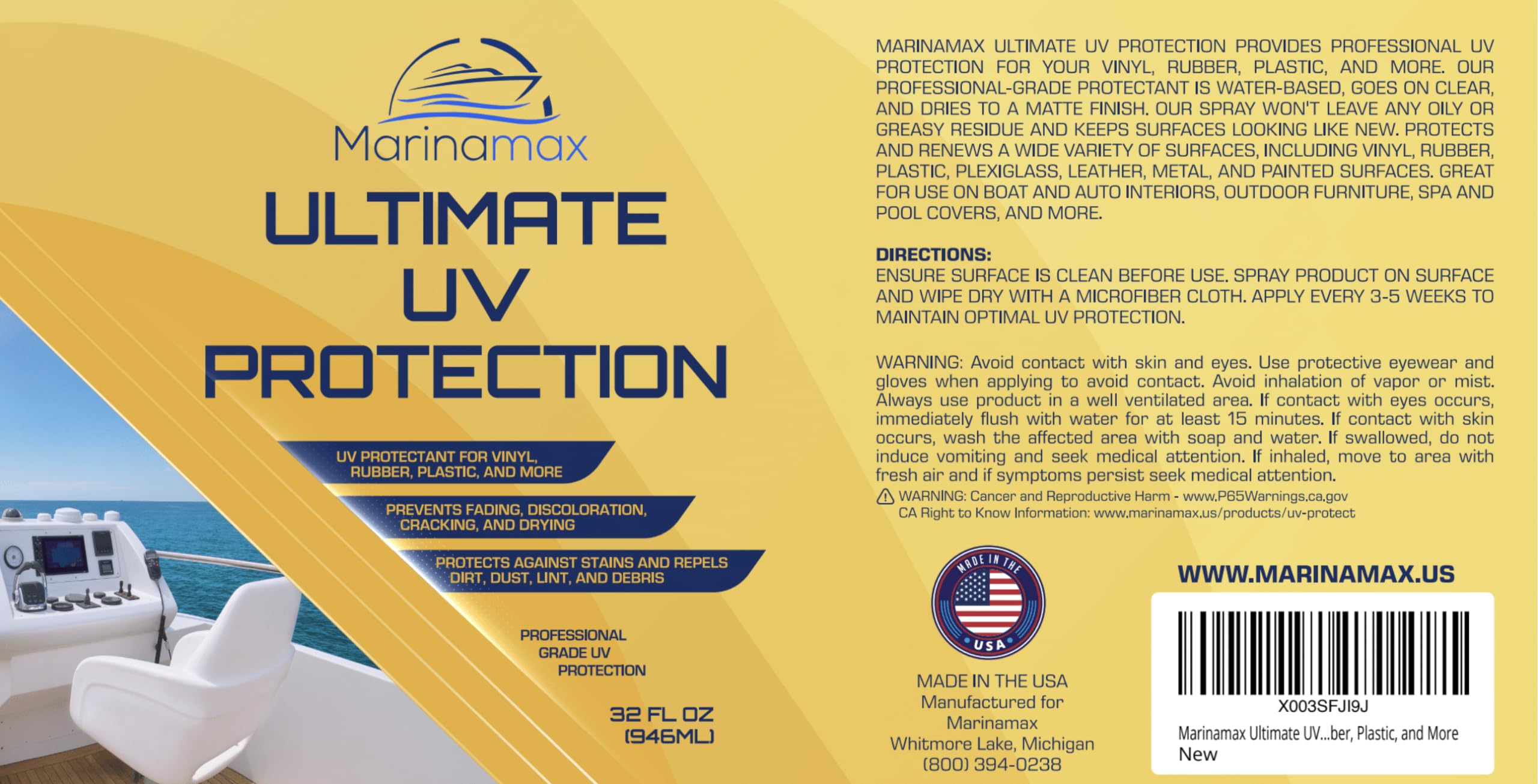 Ultimate UV Protection Spray 32 Oz | UV Protector for Outdoor Surface Sun Protection | UV Ray Protectant for Vinyl, Rubber, Plas