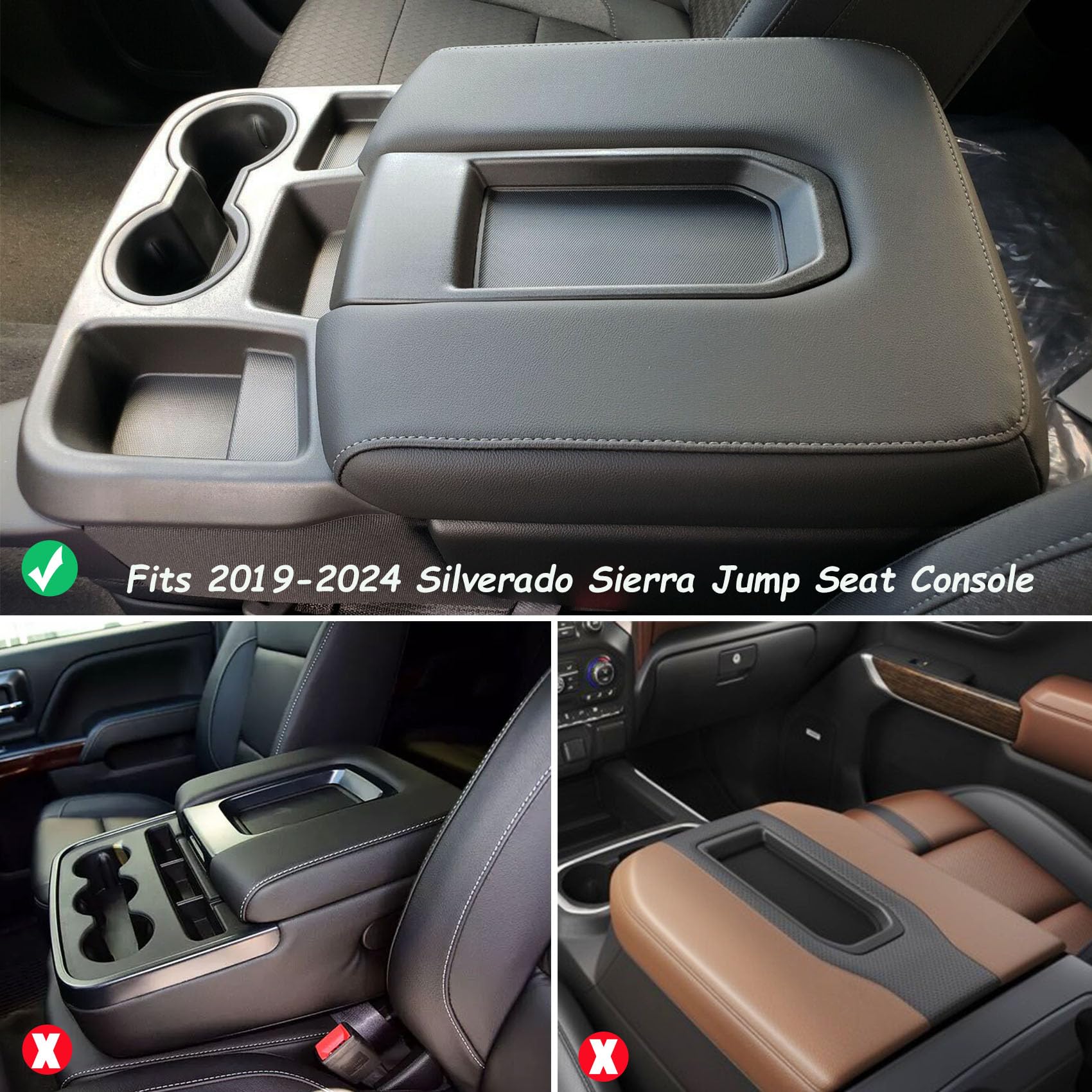 Zxiaochun Center Console Cover Compatible With 2019-2024 2025 Chevy Silverado/Gmc Sierra Jump Seat Accessories, Middle Console A
