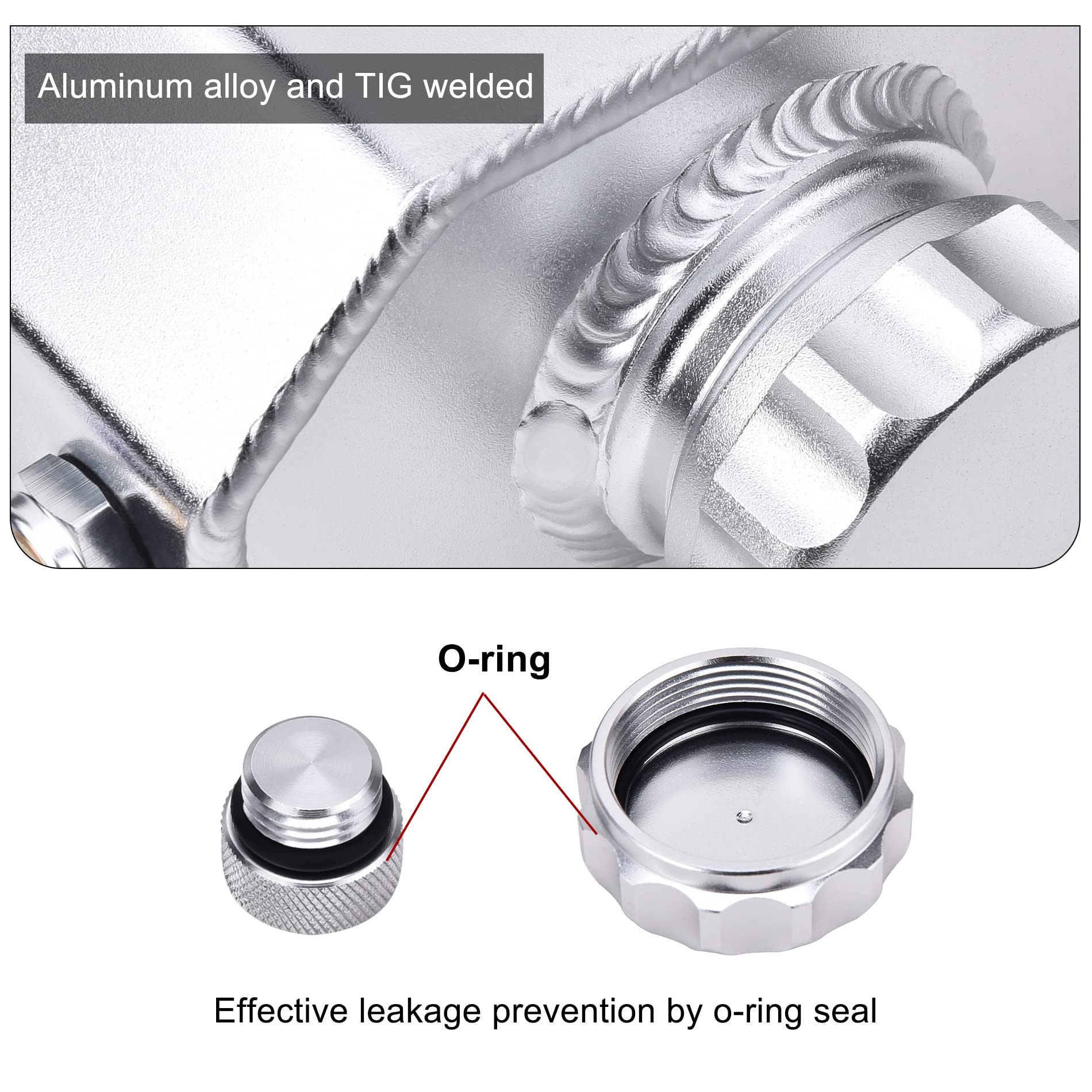 Evil Energy Radiator Coolant Overflow Tank,Coolant Recovery Tank 1L Aluminum Universal