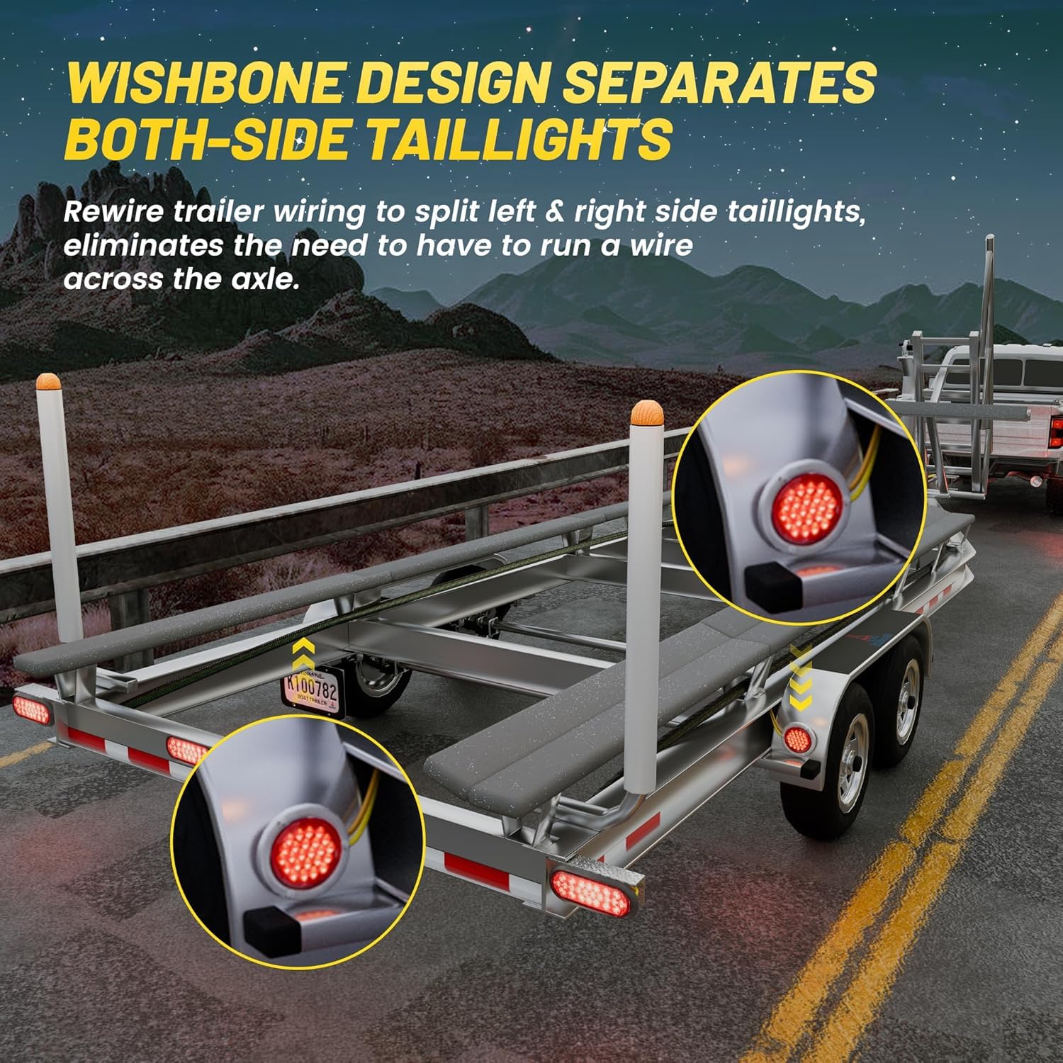 Oyviny 4 Pin 5 Wire Trailer Wiring Harness 22Ft For Rewiring Both-Side Taillights, Pure Copper Wishbond Trailer Light Kit 4 Way