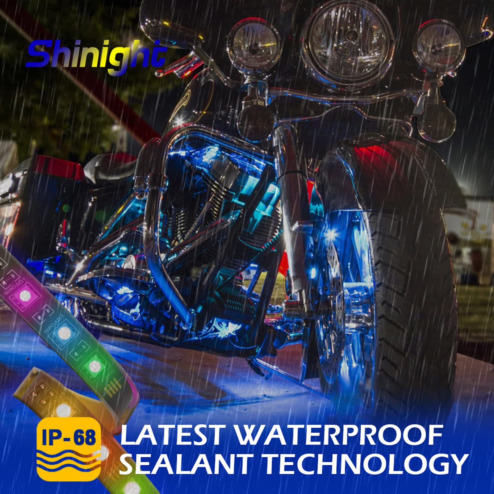 Shinight 4 Pcs 47 Inch Extension Cords For Use With 5050 Led Smd Rgb Neon Accent Kits For Led Motorcycle Atv Car Light Multi-Col