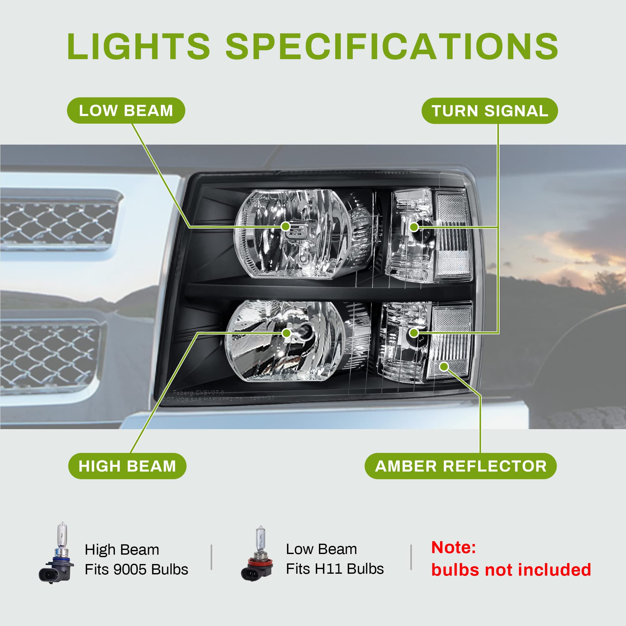 Autosaver88 Headlight Assembly Compatible With 2007-2013 Chevy Silverado 1500/2007-2014 Silverado 2500Hd 3500Hd Models Only Head