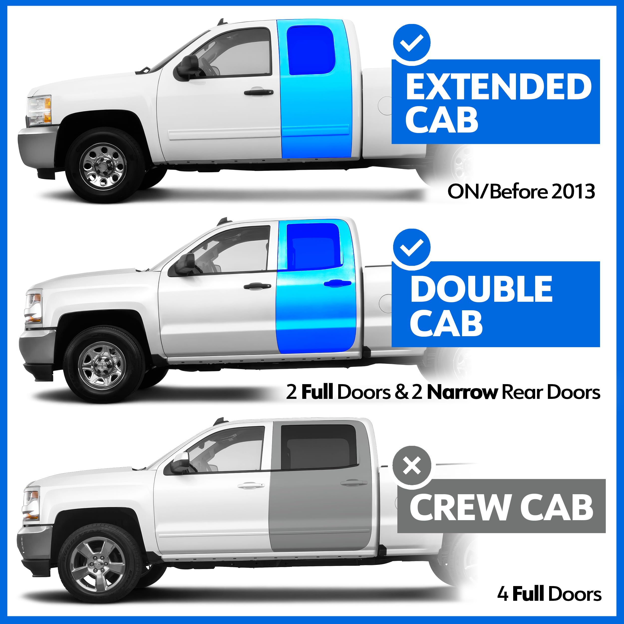 Tyger Auto 3.5'' Rider Running Boards Compatible With 2007-2018 Chevy Silverado/Gmc Sierra 1500; 2007-2019 2500 / 3500Hd; 2019 L