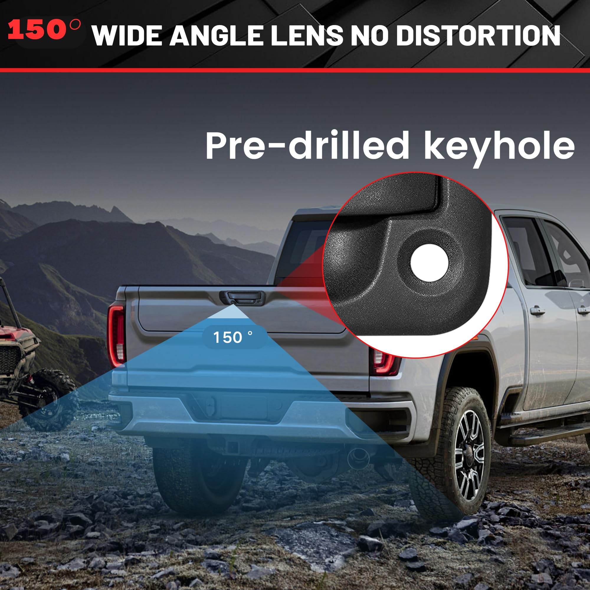 Red Wolf Tailgate Handle W/Reverse Backup Camera Replacement For 2004-2014 Ford F150, 2008-2016 F-250/F-350/F450/F550 Pickup Rea