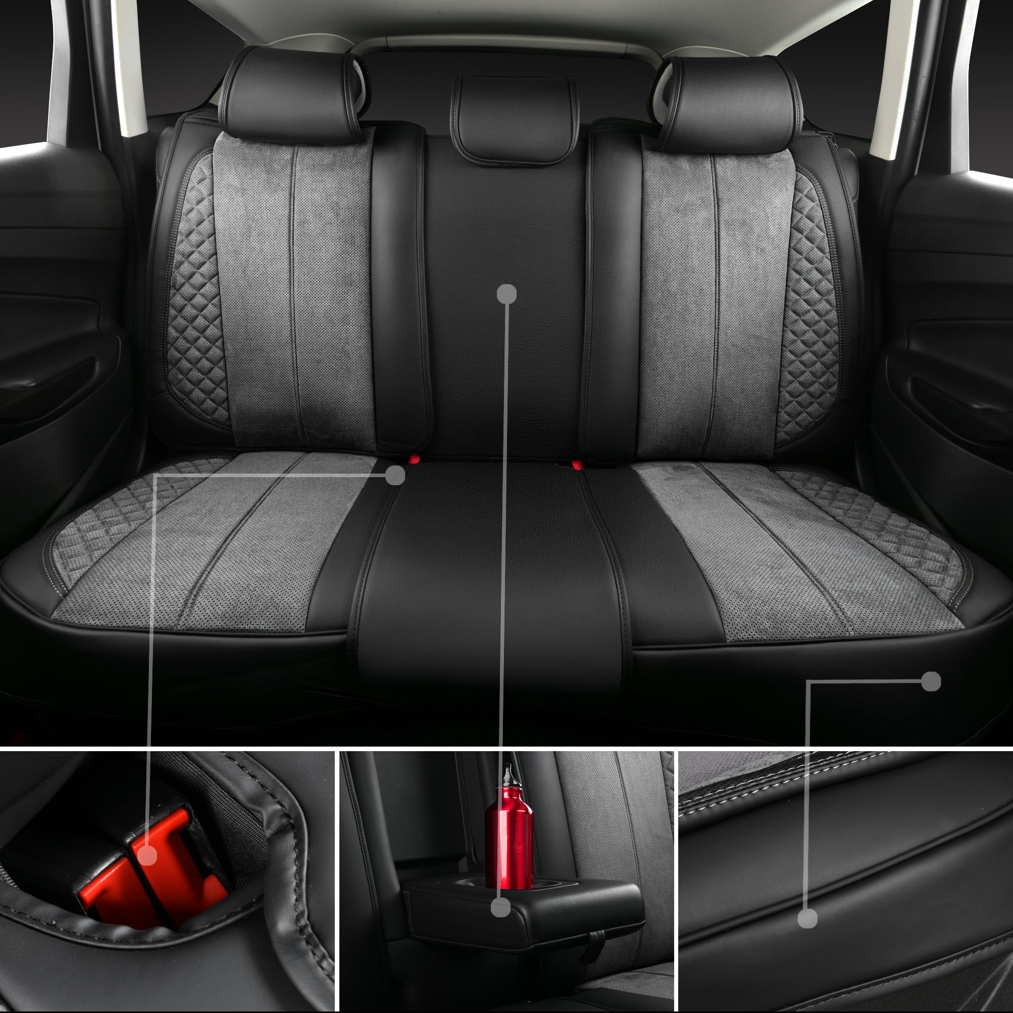 Car Pass Suede Leather Seat Covers Full Set Soft Protector Durable Cushioned Warm In Winter Breath In Summer,Universal Sport Car