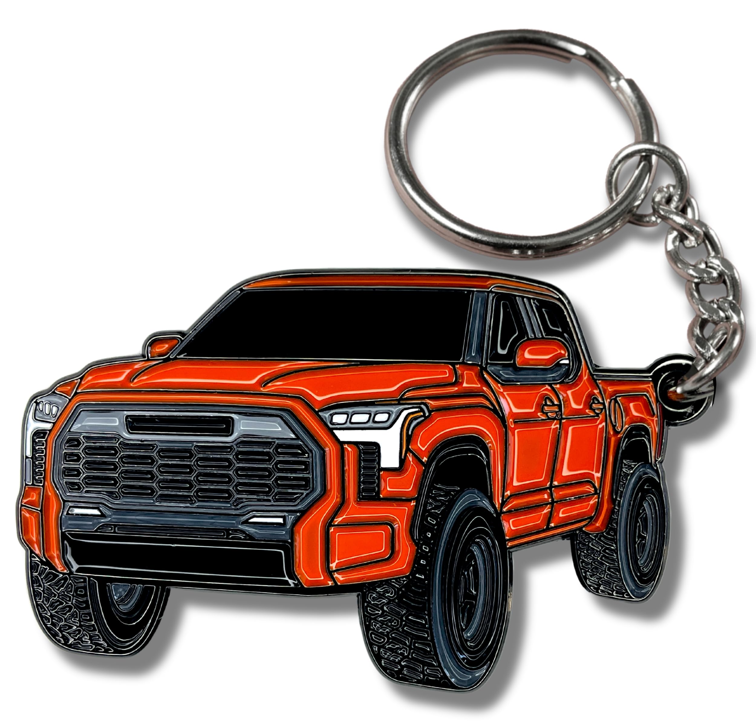 FOUR WHEEL BEAST Tundra Accessories Metal Tundra Keychain 2025 2026 - Key Fob Cover Ring Key Chain Toy Truck (Solar Octane)