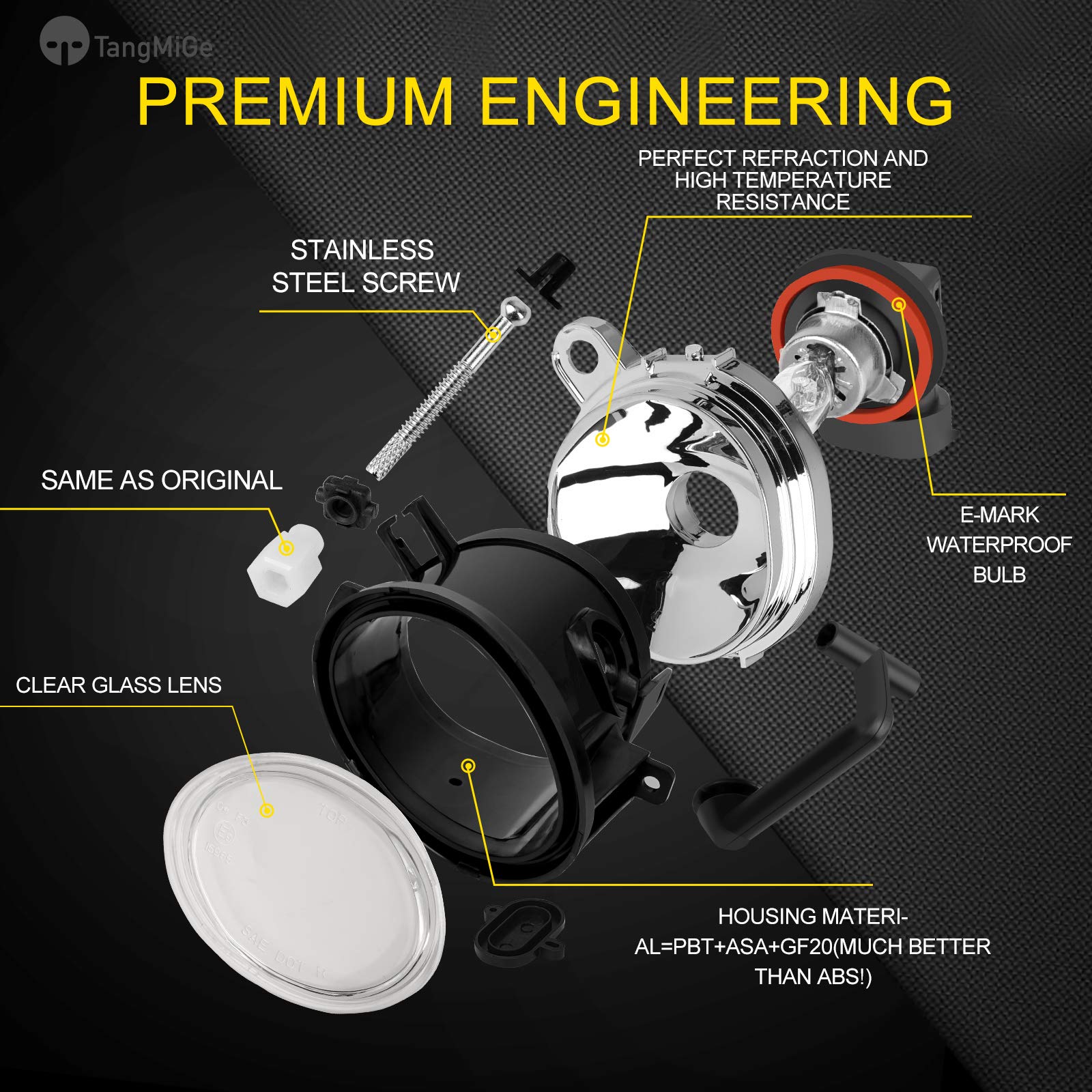 TangMiGe Fog Lights Lamps for 2000-2006 BMW (E46 M3 E39 M5) / 3 Series (320i 323i 325i 325xi 330i 330xi Sedan w/Sport Package, 3