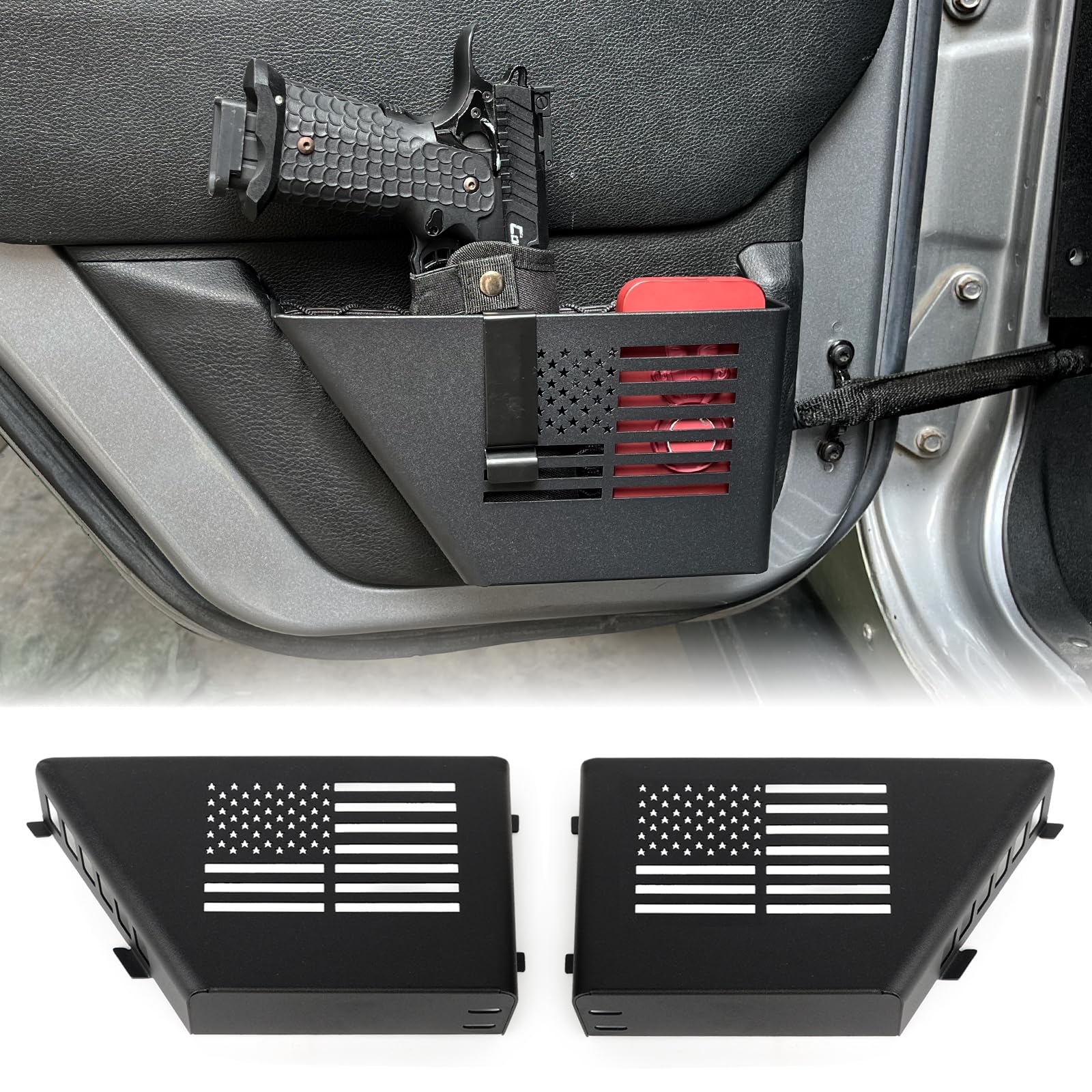 Maiker Metal Rear Door Storage Box, Door Side Insert Organizer Box Pockets For 2007-2018 Jeep Wrangler Jk 4 Door 2Pcs(Black)