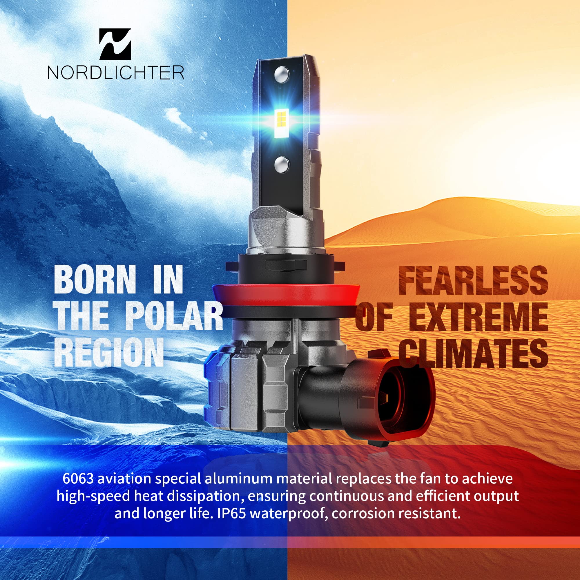 N Nordlichter H11 Bulbs, H11 Fog Light 300% Brightness 1:1 Mini Size 6500K Xenon White Fanless Wireless Bulbs For Car (Pack Of 2