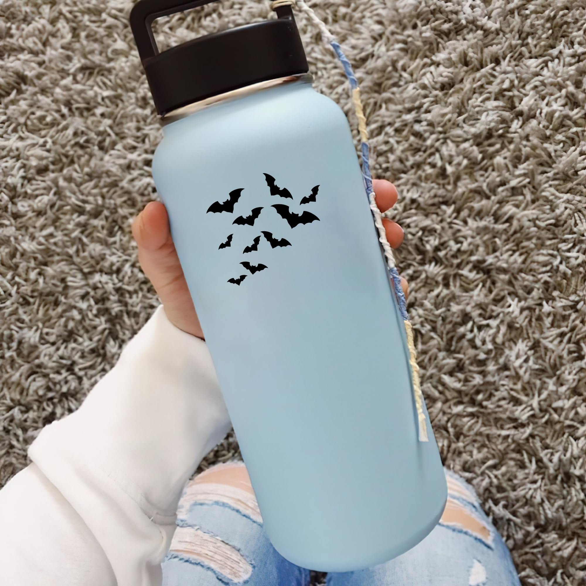 Halloween Bats Rearview Mirror Decal - 3 Pcs Funny Bumper Vinyl Stickers for Auto, Wall, Laptop, Cell, Trucks, Cars, Spooky Car