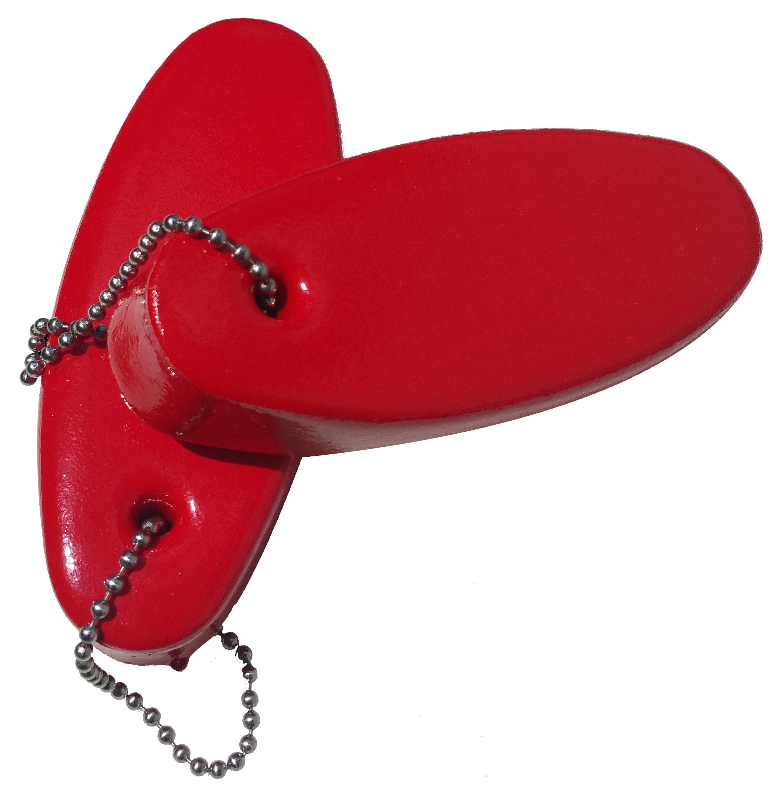 2 Pack Jumbo Vinyl Coated RED Floating Keychain Key Floats -Made in The USA- (Red)
