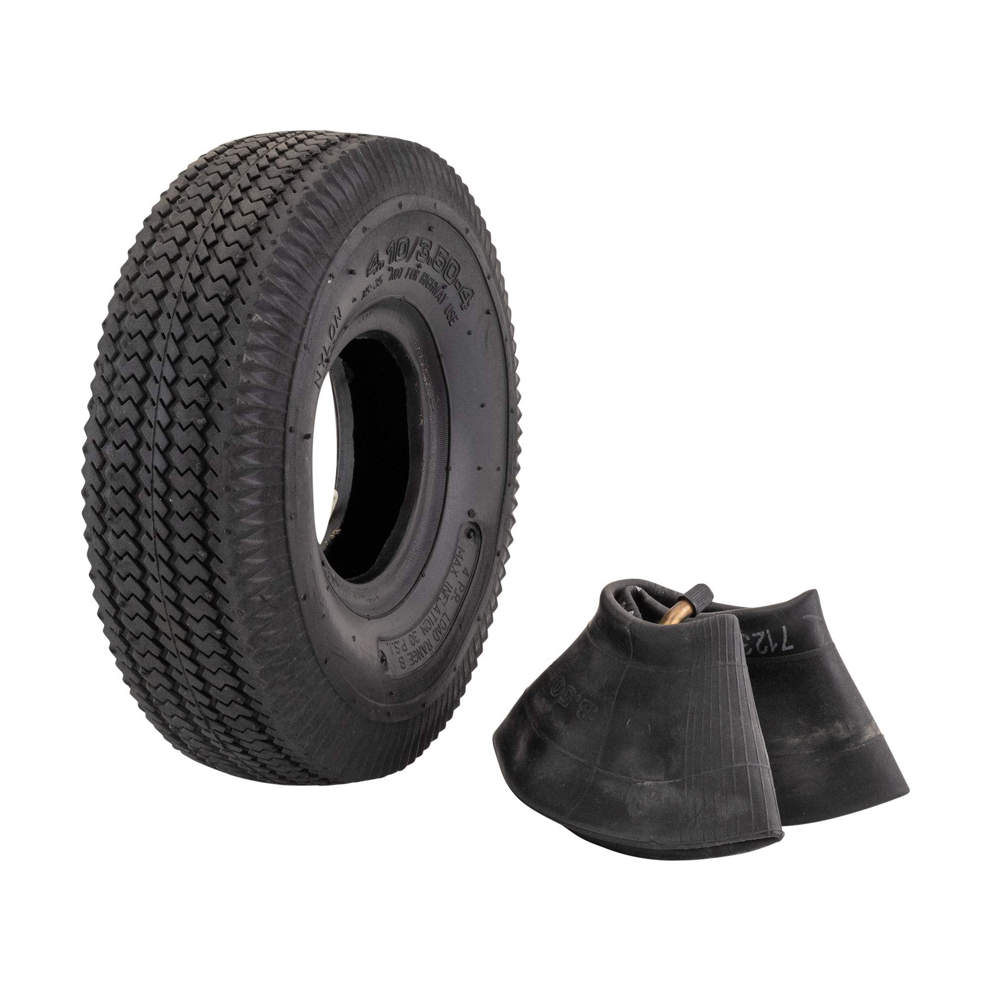 Marathon 4.10/3.50-4'' Pneumatic (Air Filled) Hand Truck / All Purpose Utility Tire And Inner Tube, Black