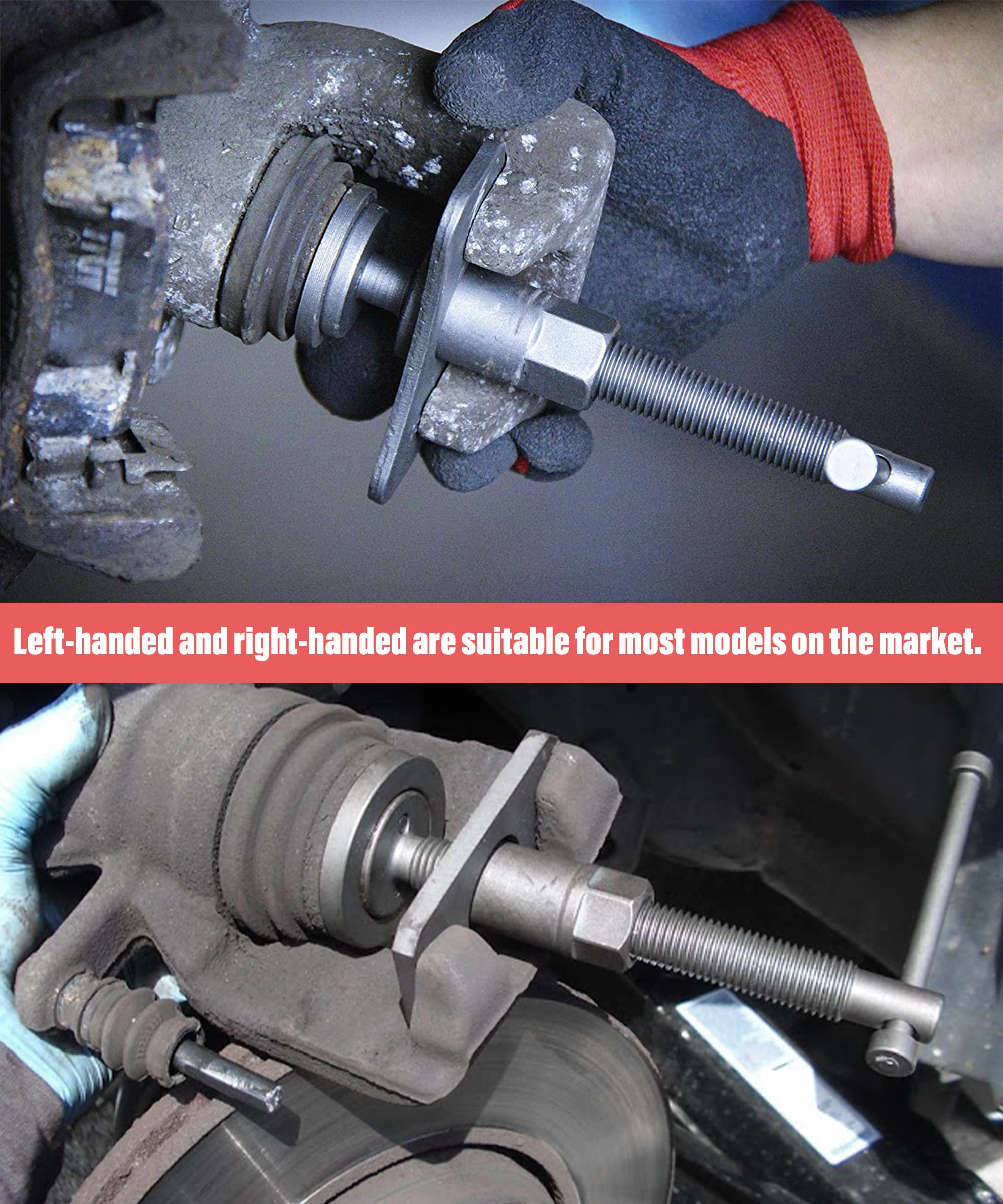 Yakefly 24Pieces Brake Caliper Tool,Universal Disc Brake Caliper Wind Back Tool And Piston Compression Sets,Heavy Duty Brake Caliper Compression Tool Caliper Piston Tool (Red)