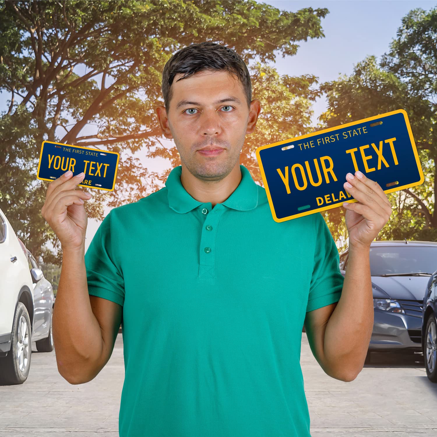 Sigo Signs Custom Delaware License Plate - Personalized 6x12" Rust-Free Aluminum, Fade Resistant, Front of Car Sign